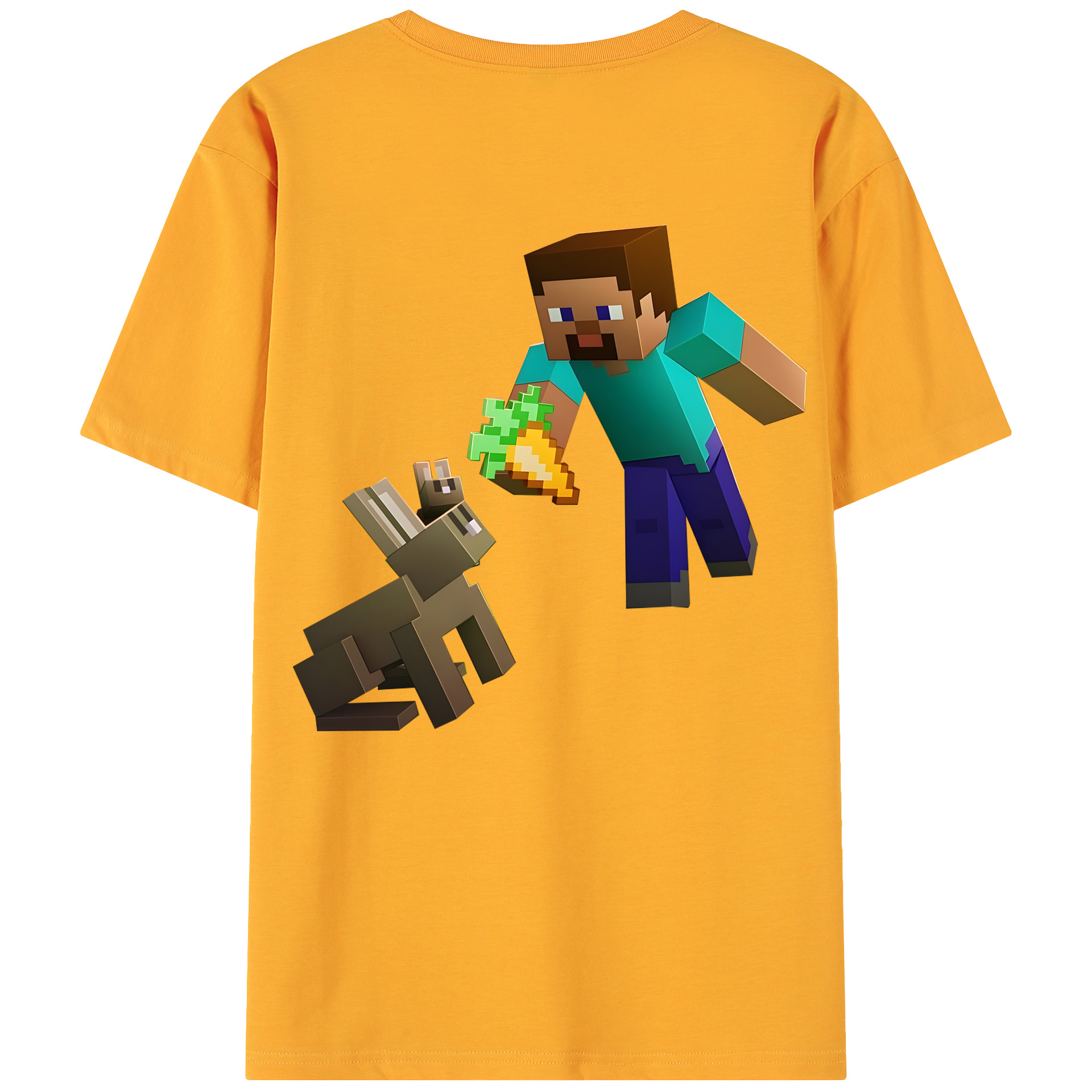 （画像用） マインクラフト ブロックの世界 Minecraft MC Block world 綿100％ メンズ半袖Tシャツ（バックプリント） 通気性