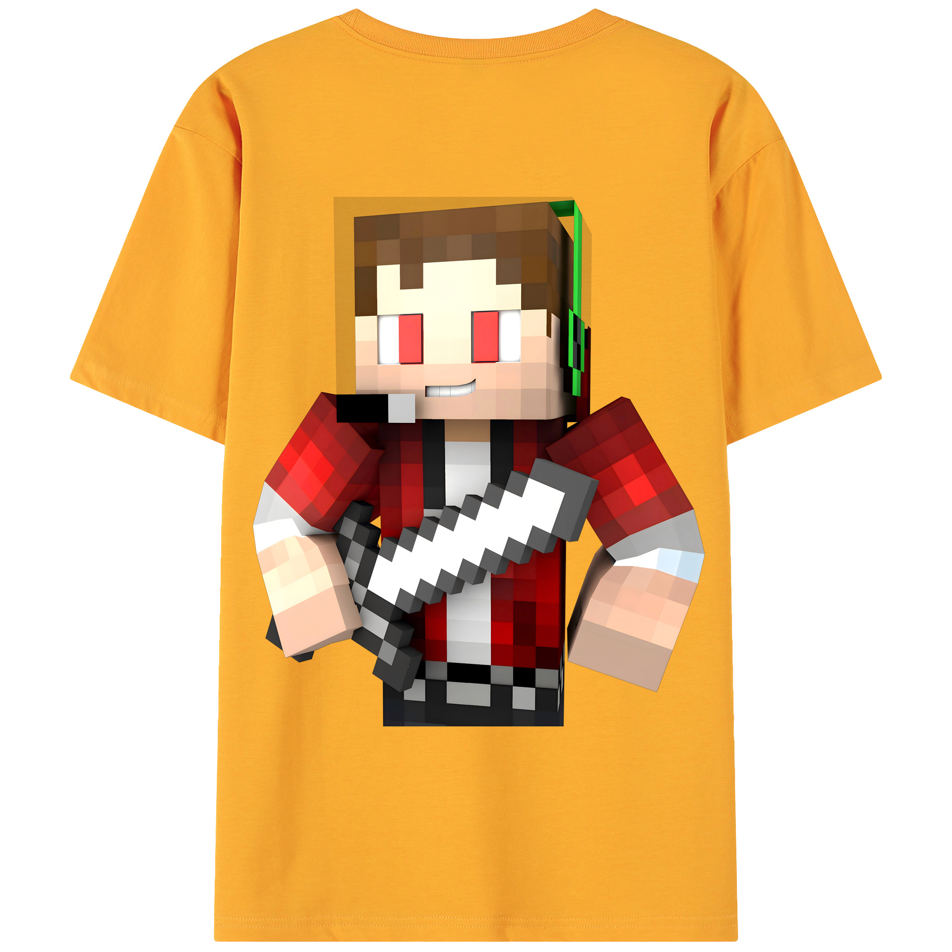 （画像用） マインクラフト ブロックの世界 Minecraft MC Block world 綿100％ メンズ半袖Tシャツ（バックプリント） 通気性