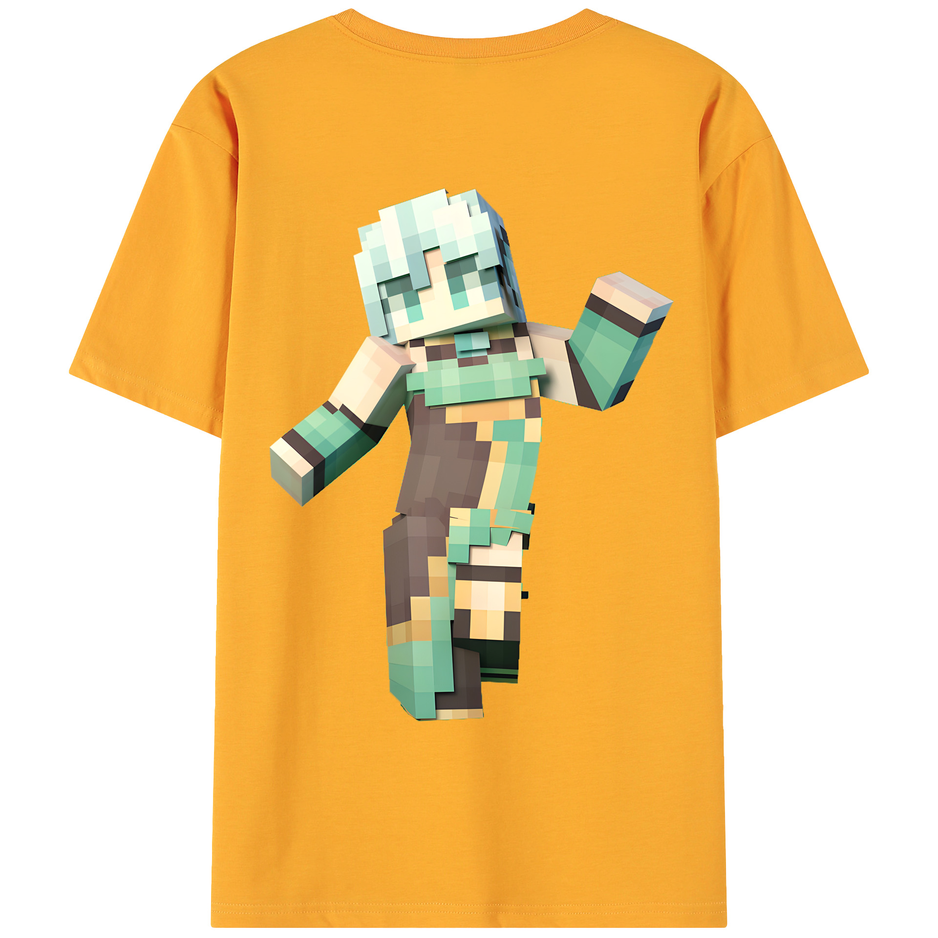 （画像用） マインクラフト ブロックの世界 Minecraft MC Block world 綿100％ メンズ半袖Tシャツ（バックプリント） 通気性