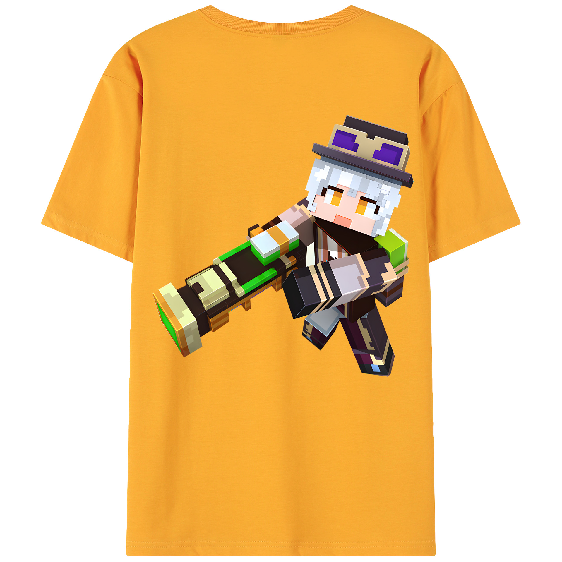（画像用） マインクラフト ブロックの世界 Minecraft MC Block world 綿100％ メンズ半袖Tシャツ（バックプリント） 通気性