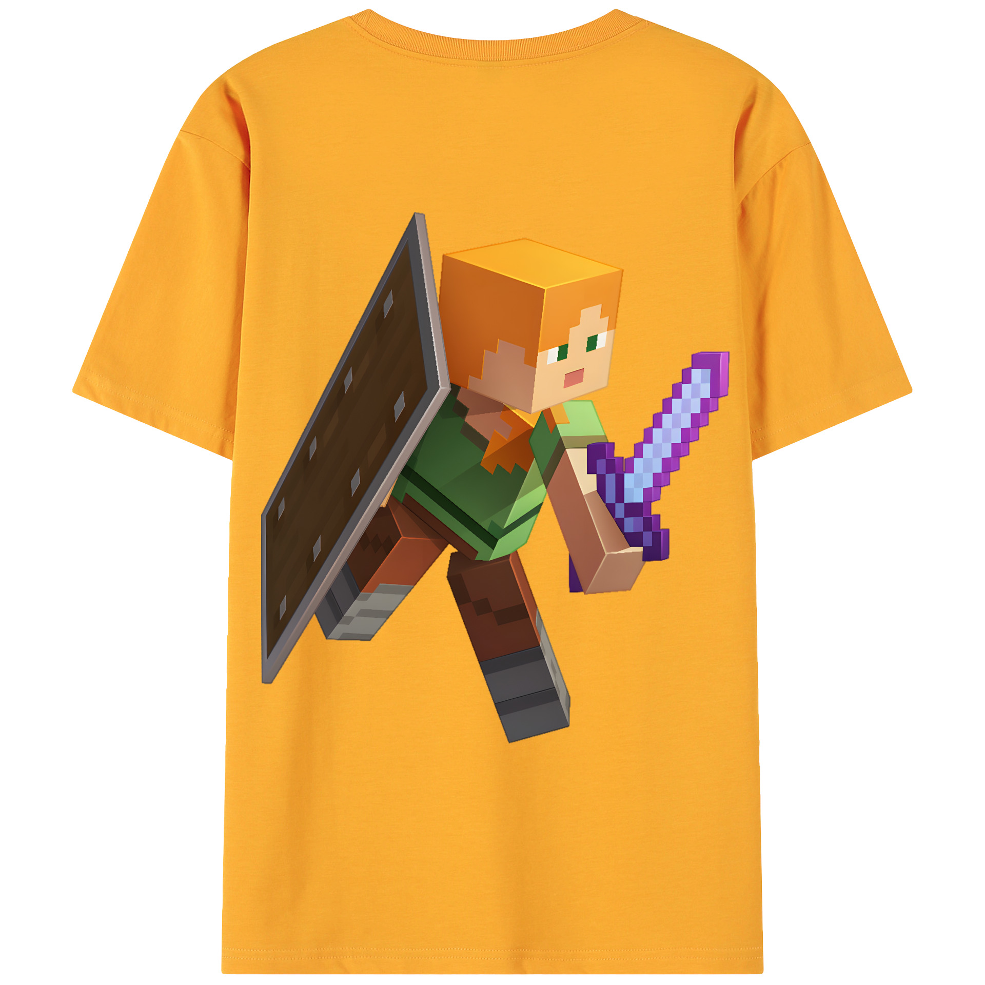 （画像用） マインクラフト ブロックの世界 Minecraft MC Block world 綿100％ メンズ半袖Tシャツ（バックプリント） 通気性