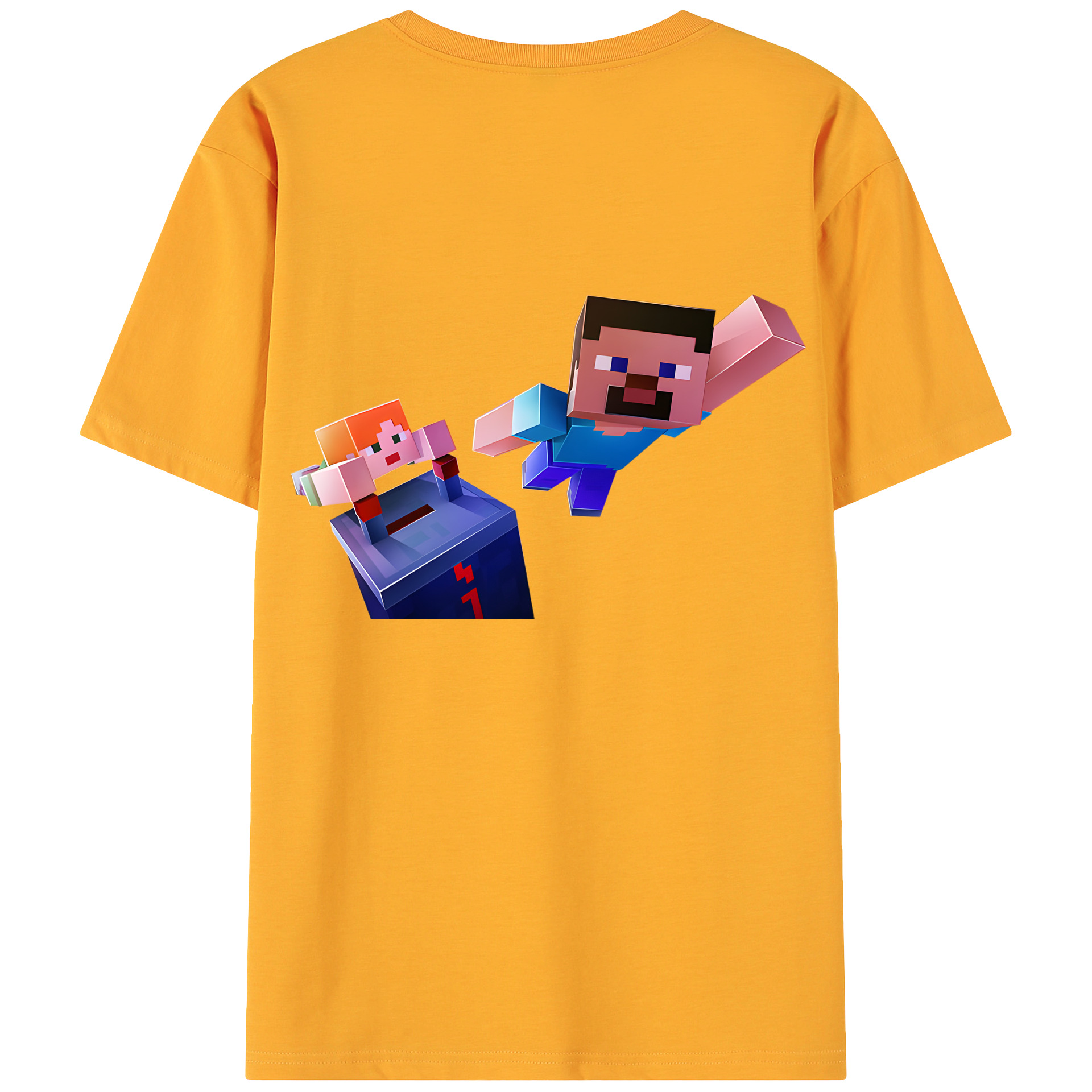 （画像用） マインクラフト ブロックの世界 Minecraft MC Block world 綿100％ メンズ半袖Tシャツ（バックプリント） 通気性