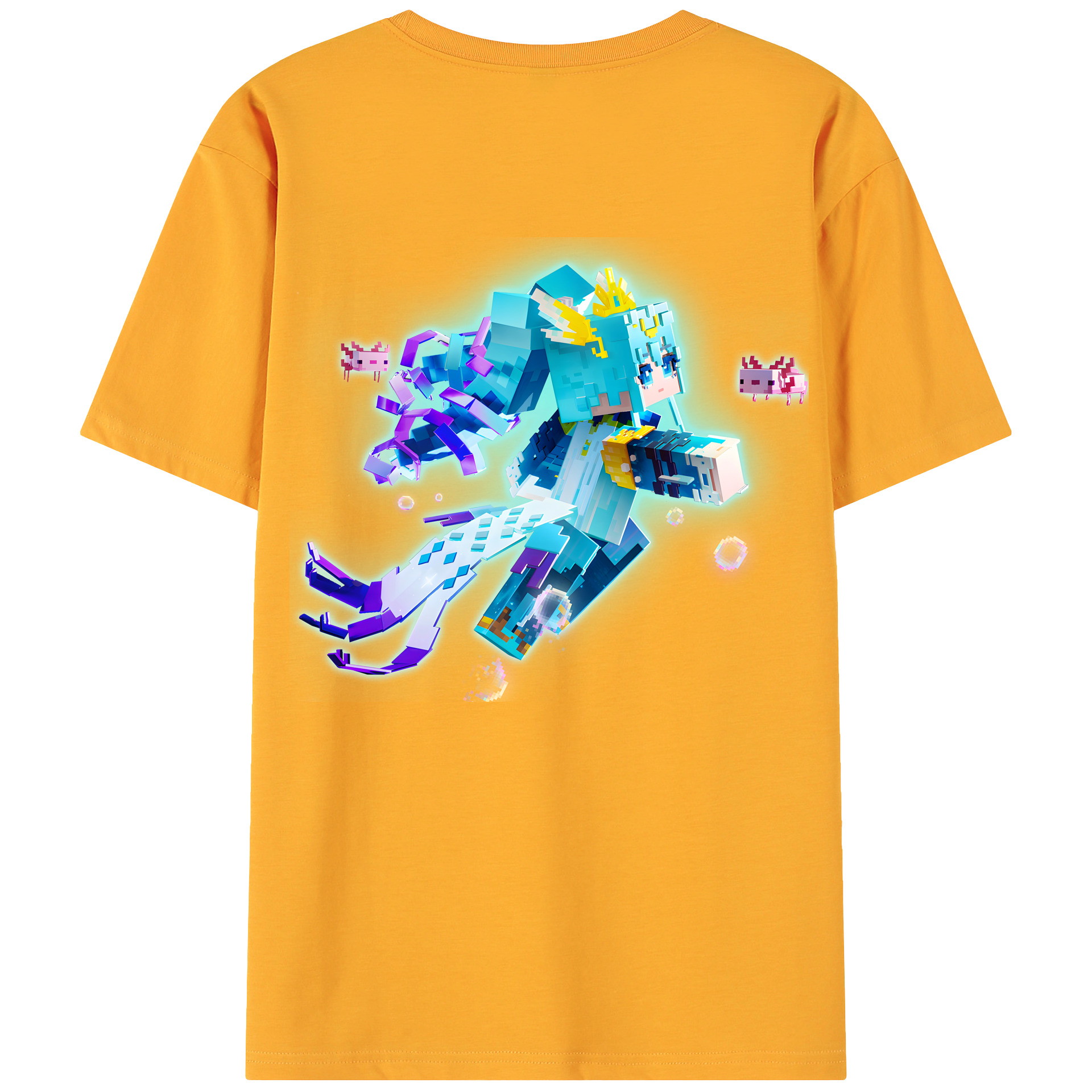 （画像用） マインクラフト ブロックの世界 Minecraft MC Block world 綿100％ メンズ半袖Tシャツ（バックプリント） 通気性