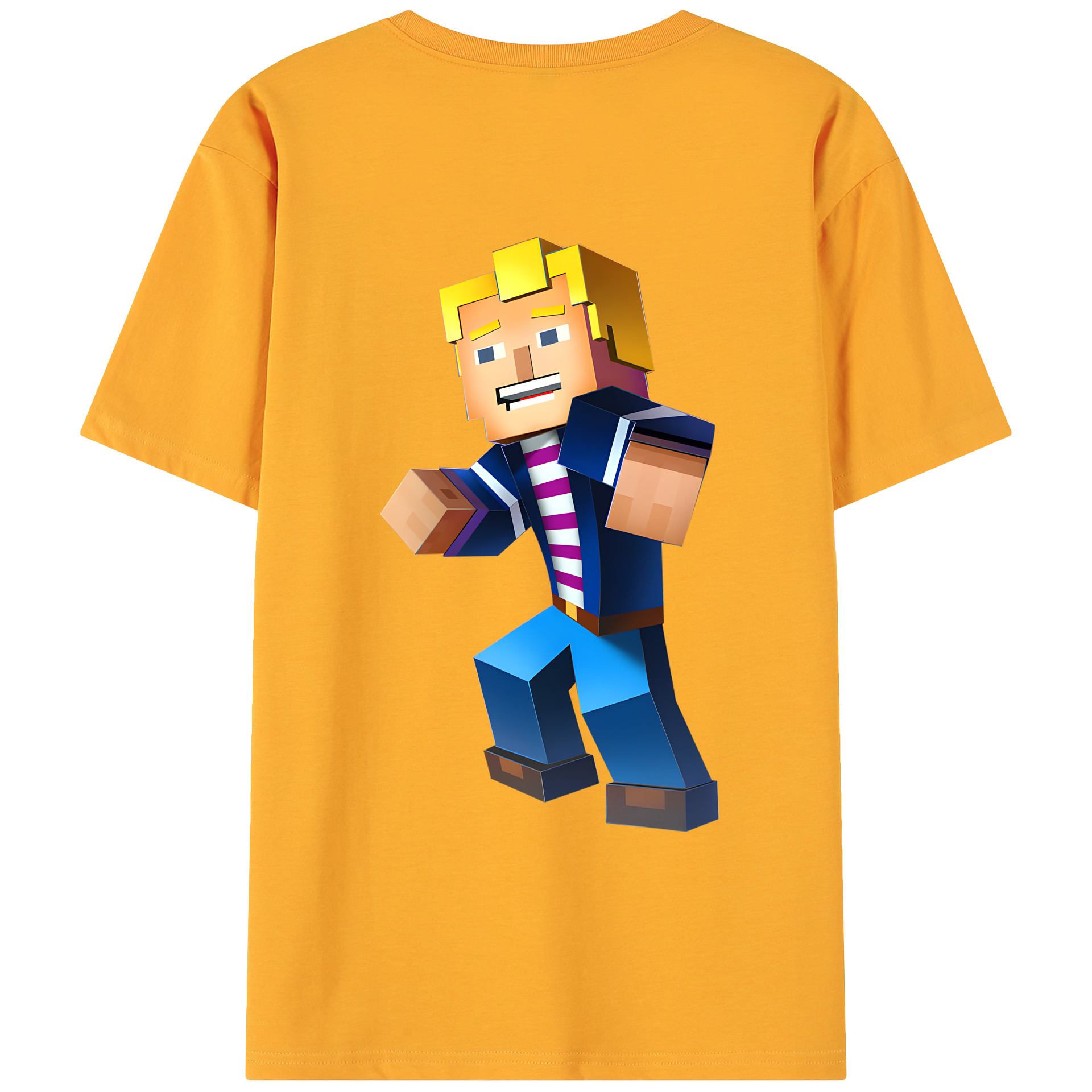 （画像用） マインクラフト ブロックの世界 Minecraft MC Block world 綿100％ メンズ半袖Tシャツ（バックプリント） 通気性