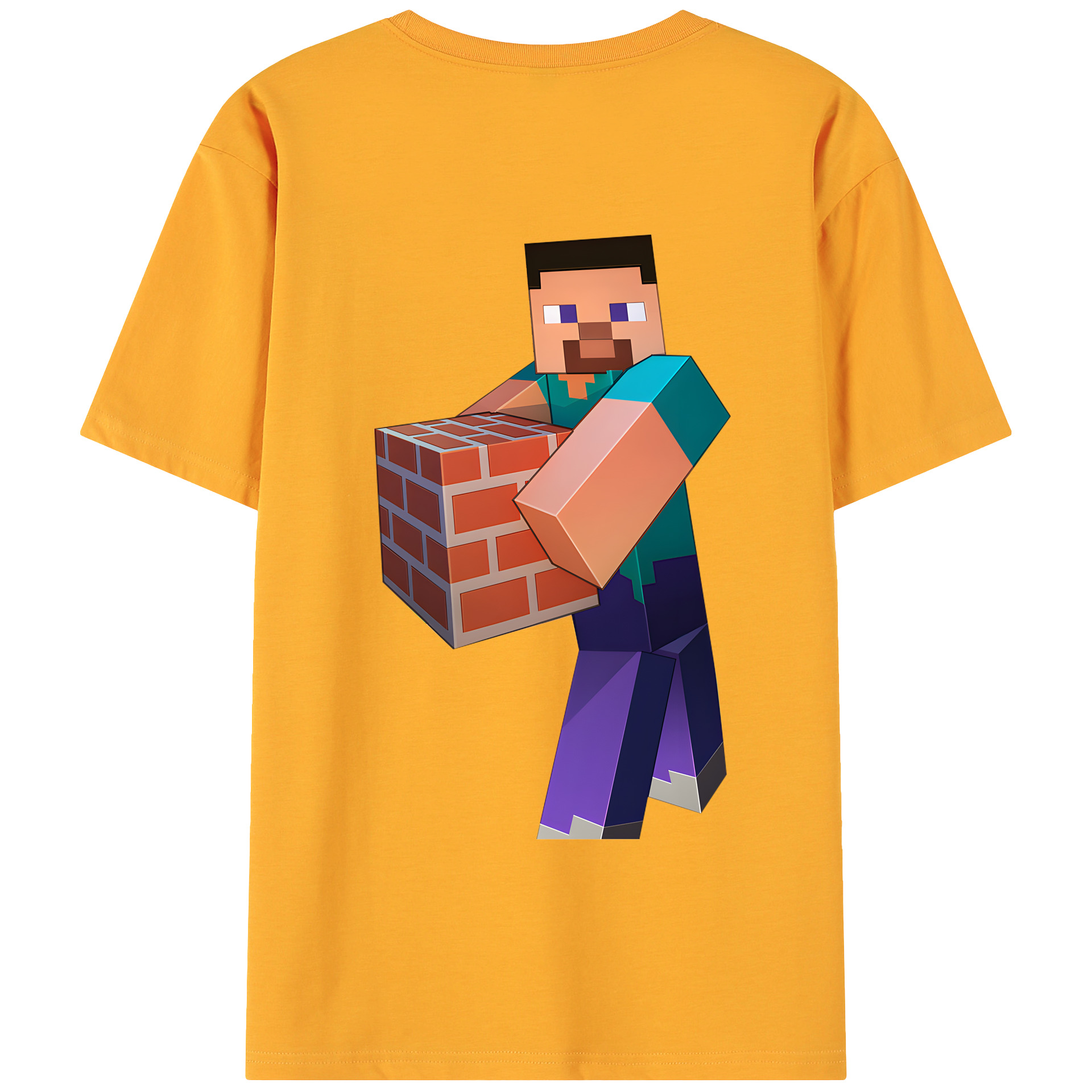 （画像用） マインクラフト ブロックの世界 Minecraft MC Block world 綿100％ メンズ半袖Tシャツ（バックプリント） 通気性