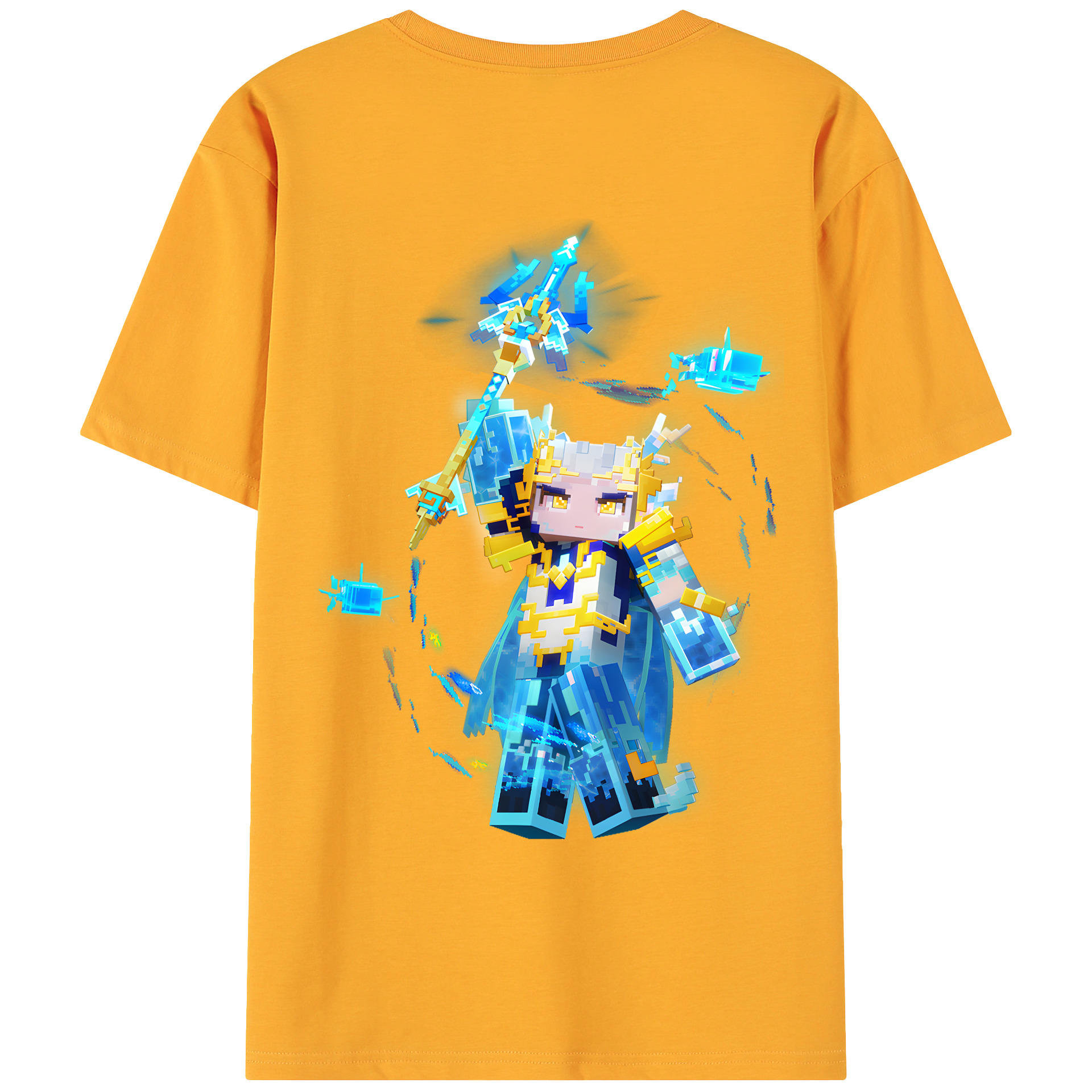（画像用） マインクラフト ブロックの世界 Minecraft MC Block world 綿100％ メンズ半袖Tシャツ（バックプリント） 通気性