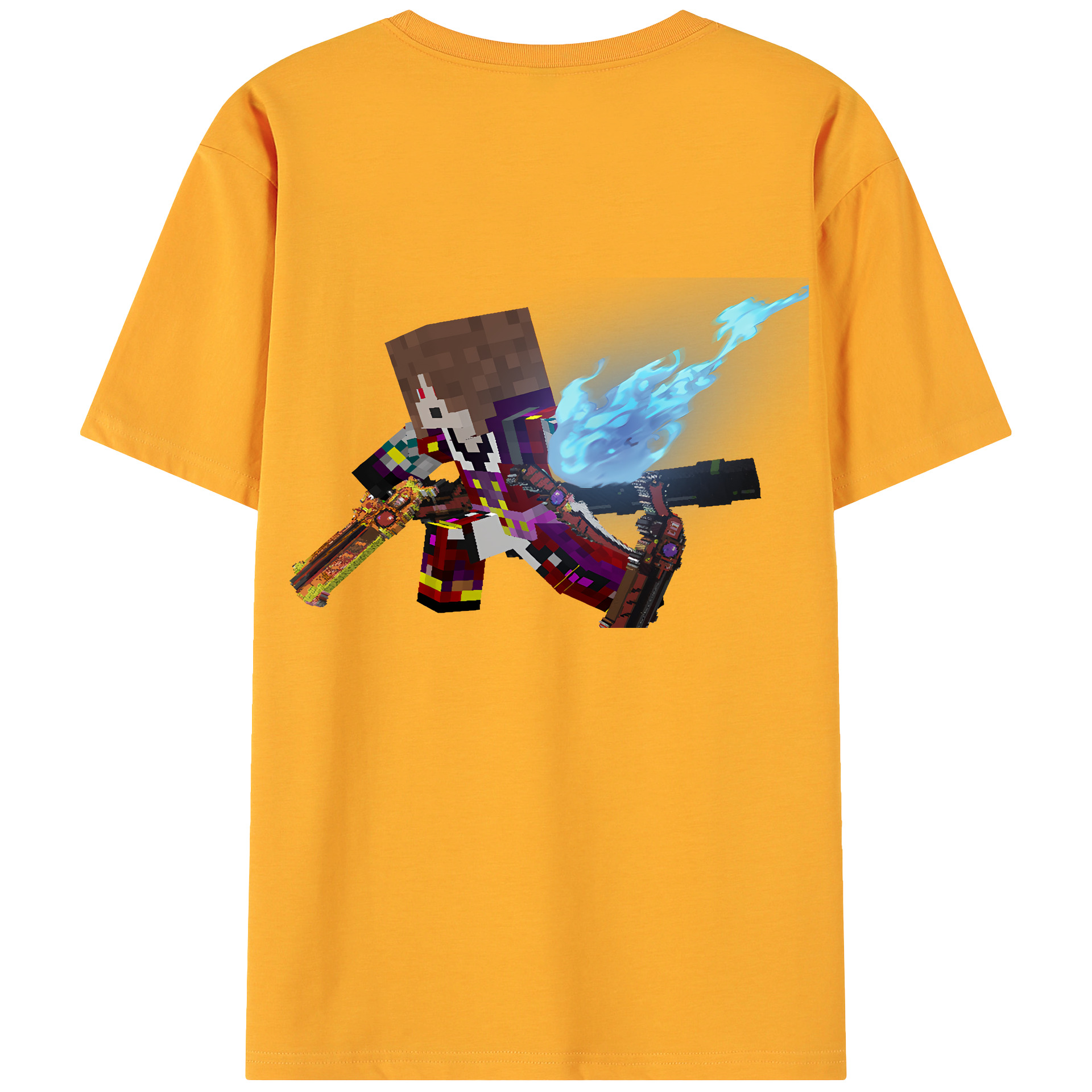 （画像用） マインクラフト ブロックの世界 Minecraft MC Block world 綿100％ メンズ半袖Tシャツ（バックプリント） 通気性