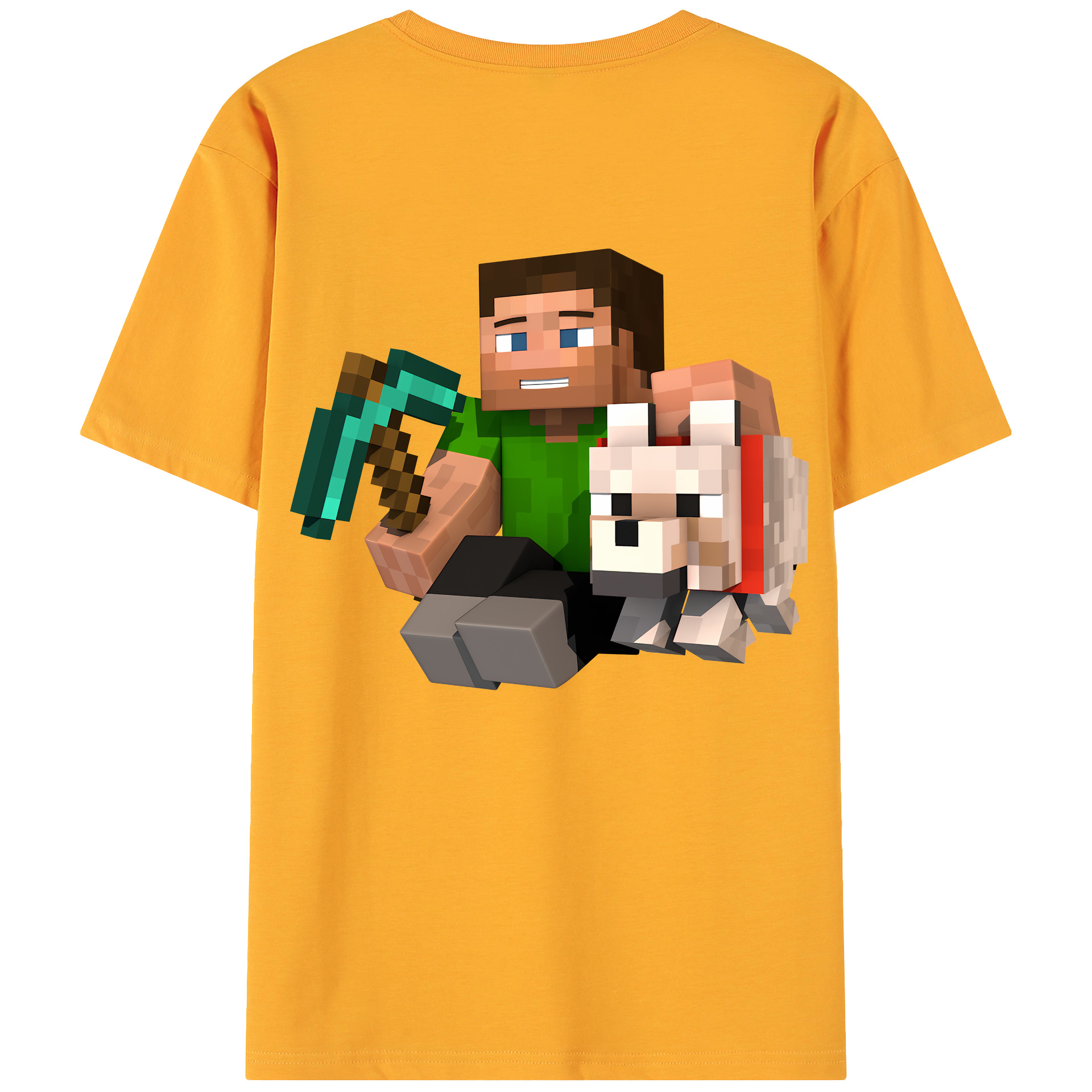 （画像用） マインクラフト ブロックの世界 Minecraft MC Block world 綿100％ メンズ半袖Tシャツ（バックプリント） 通気性