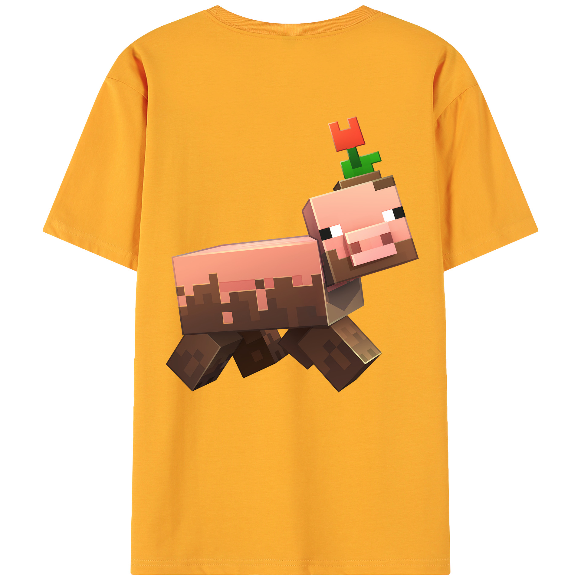 （画像用） マインクラフト ブロックの世界 Minecraft MC Block world 綿100％ メンズ半袖Tシャツ（バックプリント） 通気性