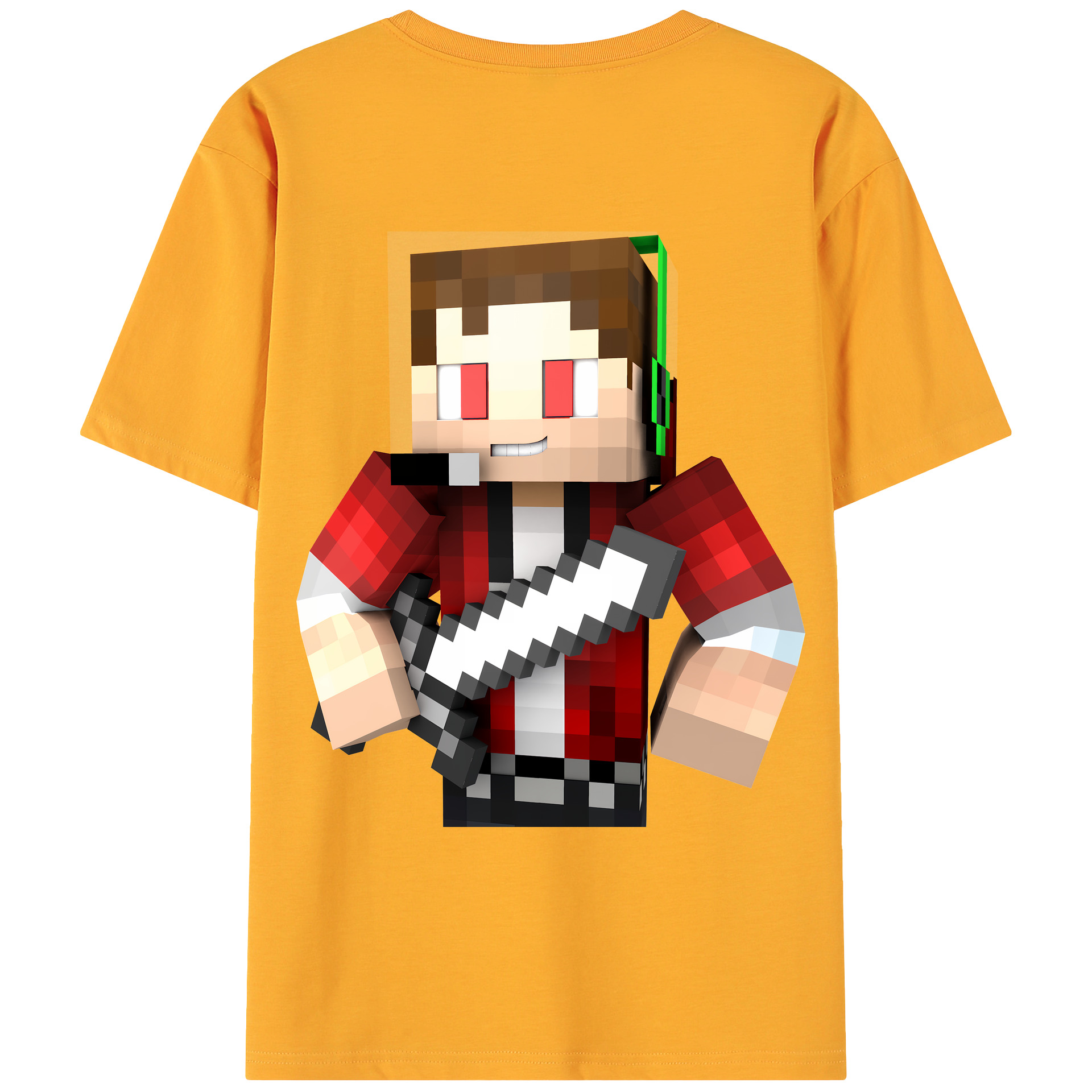 （画像用） マインクラフト ブロックの世界 Minecraft MC Block world 綿100％ メンズ半袖Tシャツ（バックプリント） 通気性