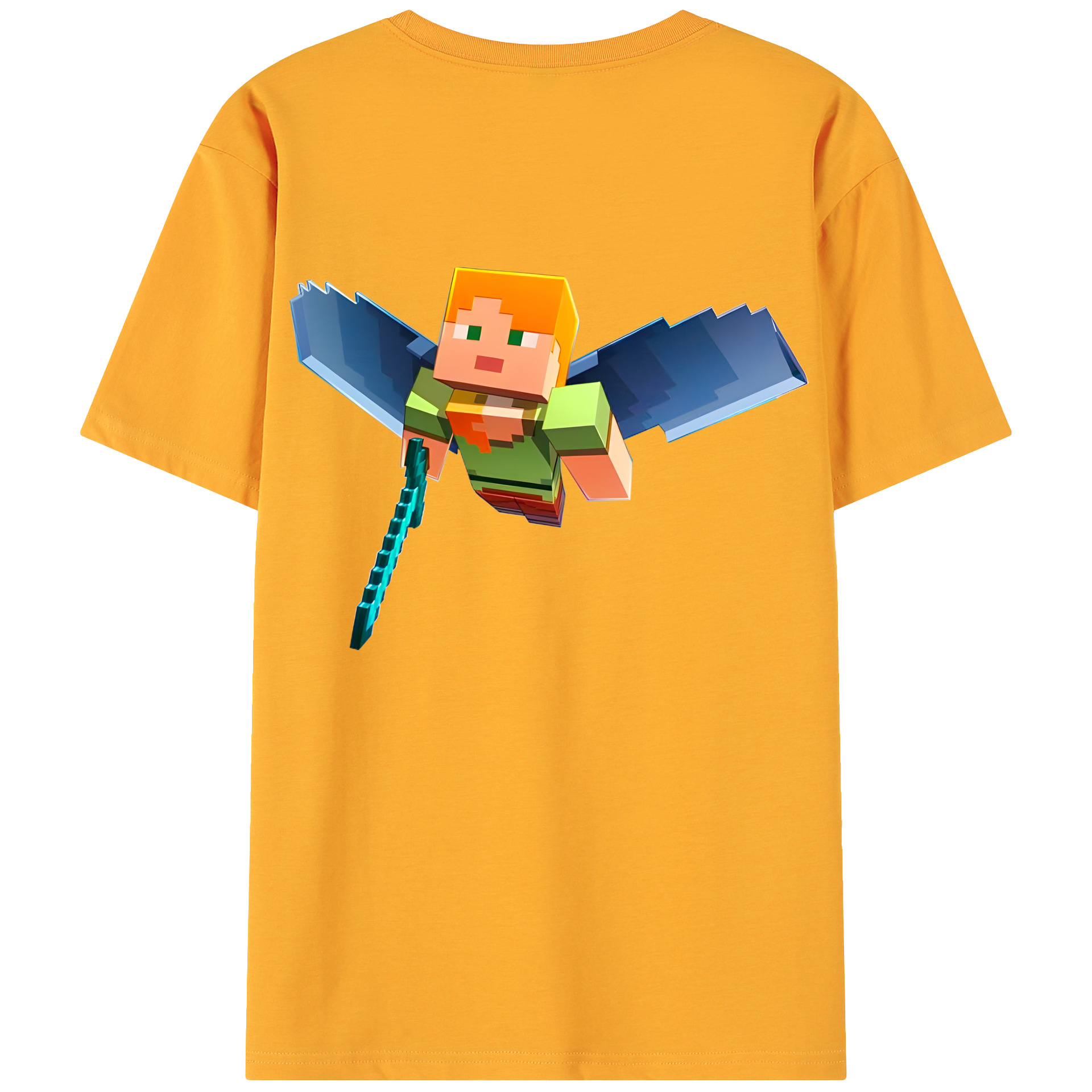 （画像用） マインクラフト ブロックの世界 Minecraft MC Block world 綿100％ メンズ半袖Tシャツ（バックプリント） 通気性