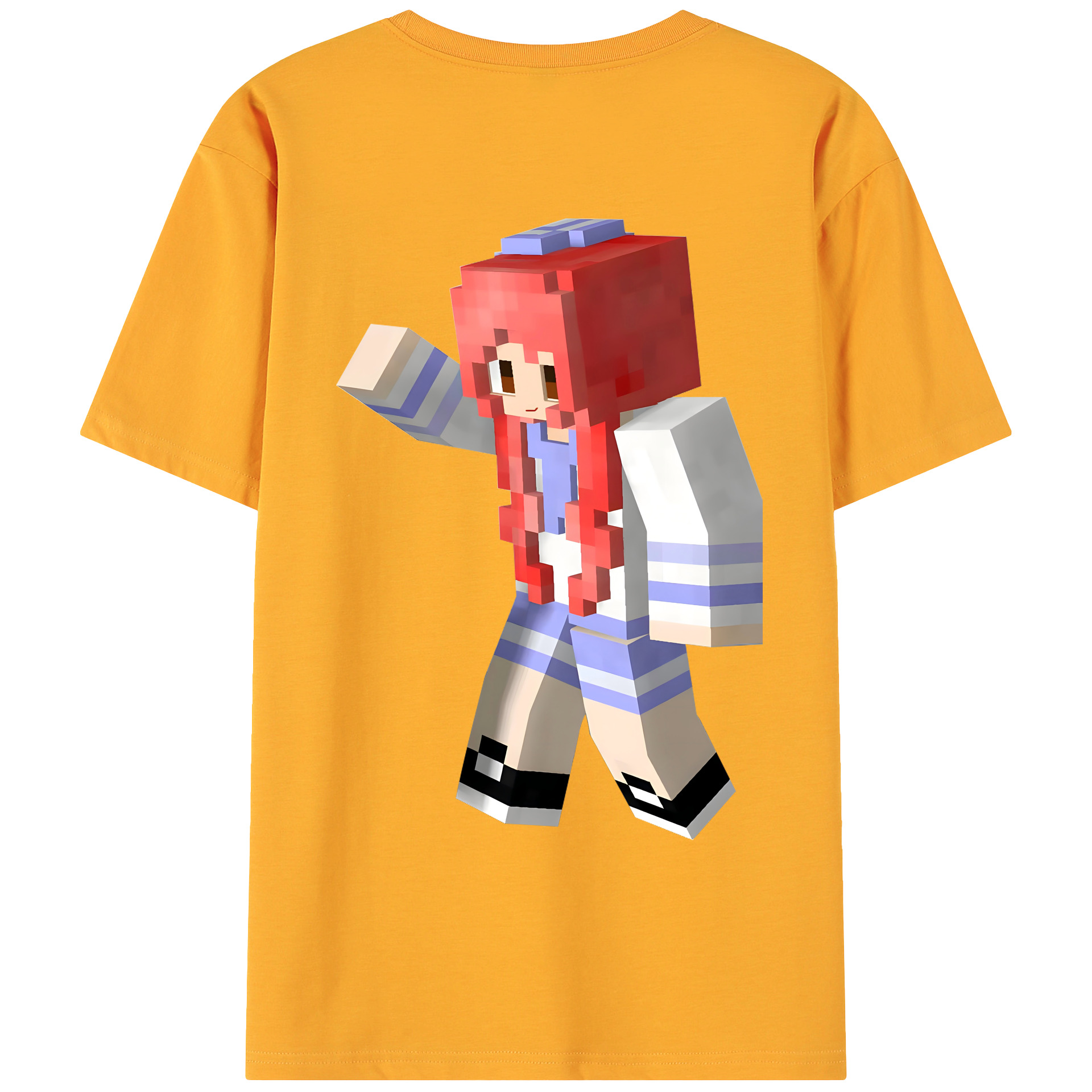 （画像用） マインクラフト ブロックの世界 Minecraft MC Block world 綿100％ メンズ半袖Tシャツ（バックプリント） 通気性