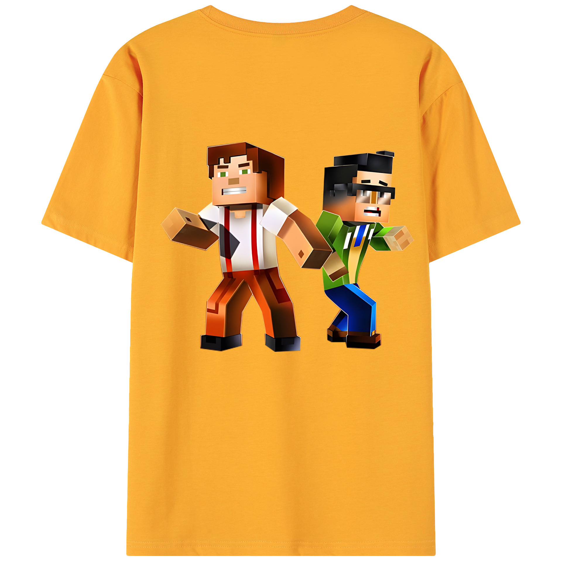 （画像用） マインクラフト ブロックの世界 Minecraft MC Block world 綿100％ メンズ半袖Tシャツ（バックプリント） 通気性