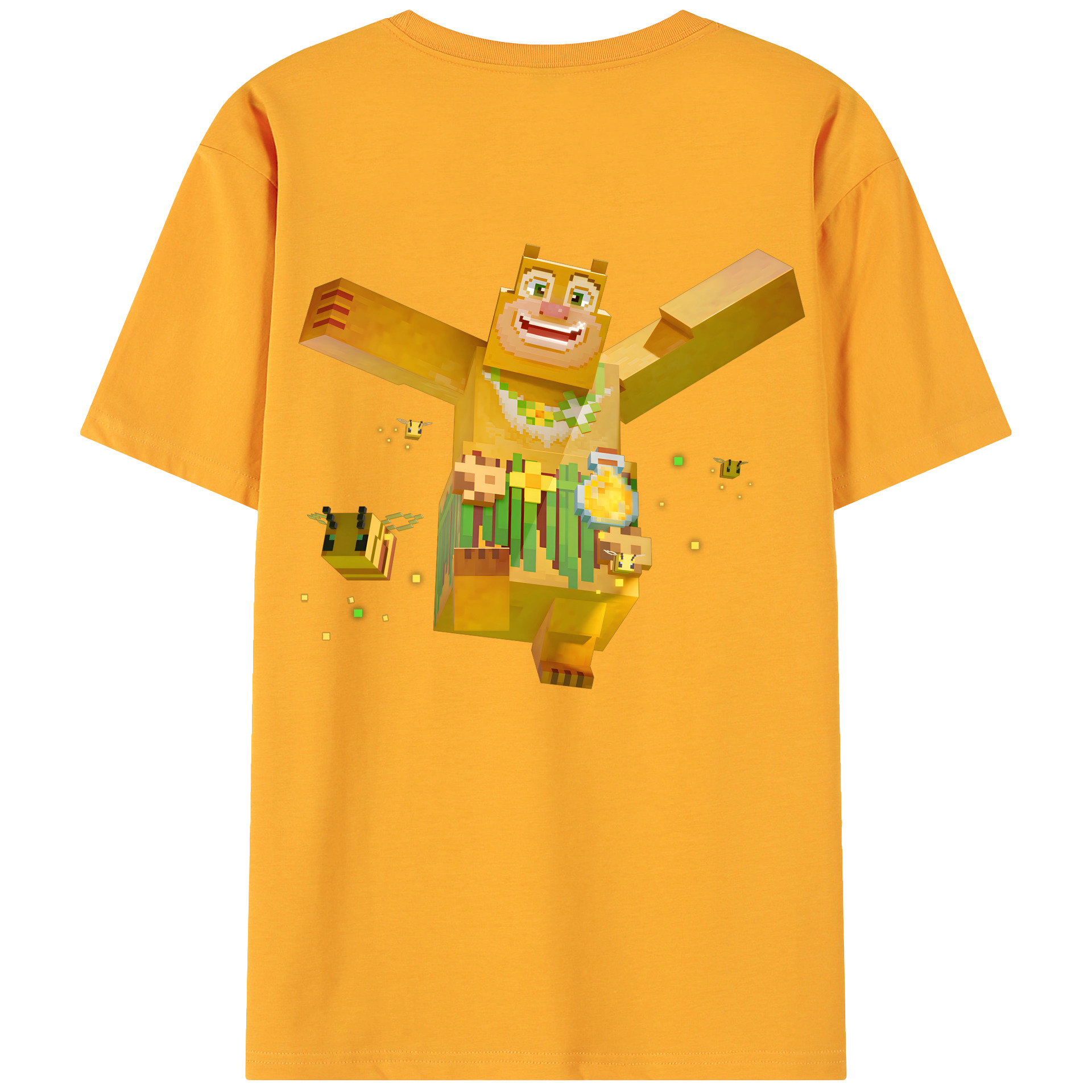 （画像用） マインクラフト ブロックの世界 Minecraft MC Block world 綿100％ メンズ半袖Tシャツ（バックプリント） 通気性
