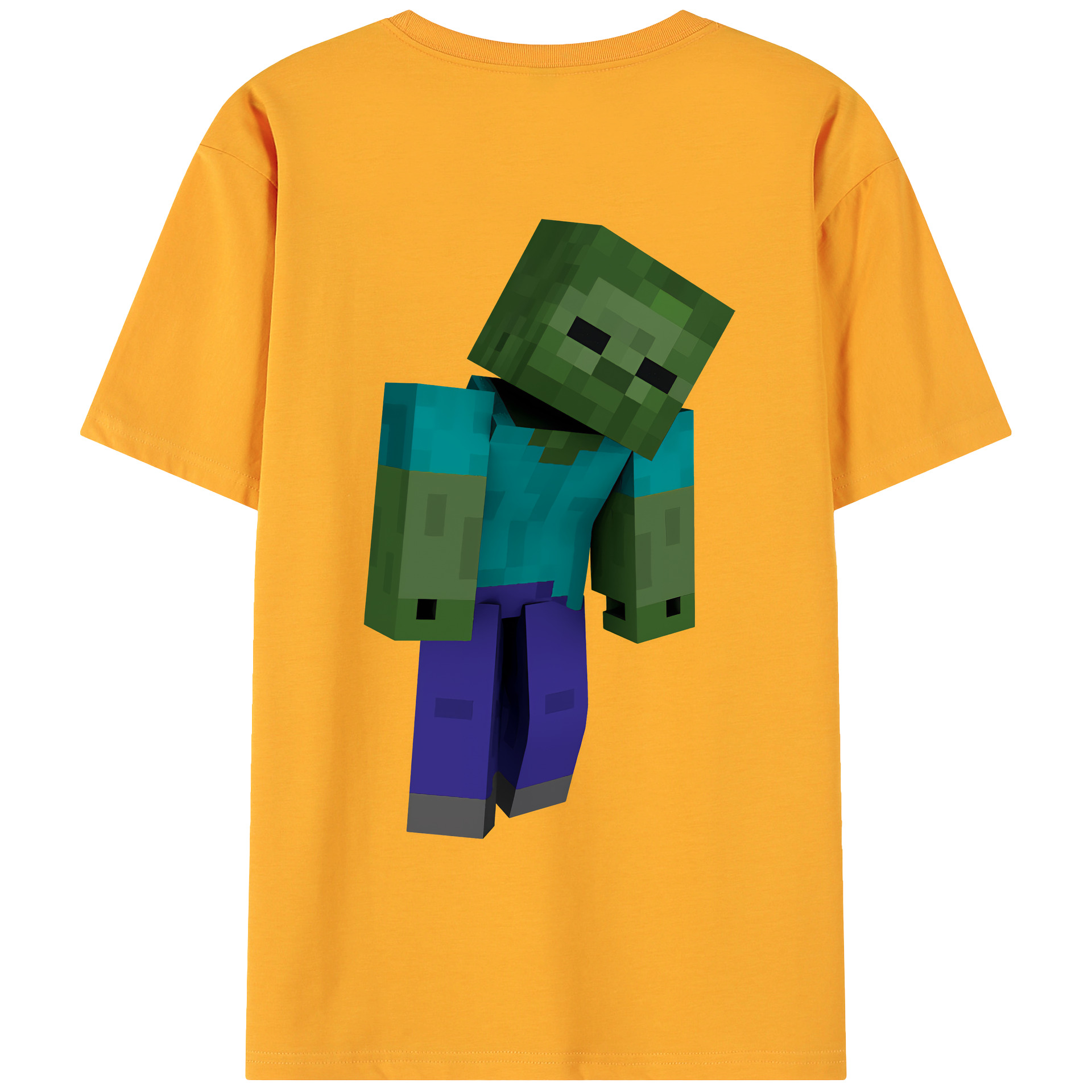（画像用） マインクラフト ブロックの世界 Minecraft MC Block world 綿100％ メンズ半袖Tシャツ（バックプリント） 通気性