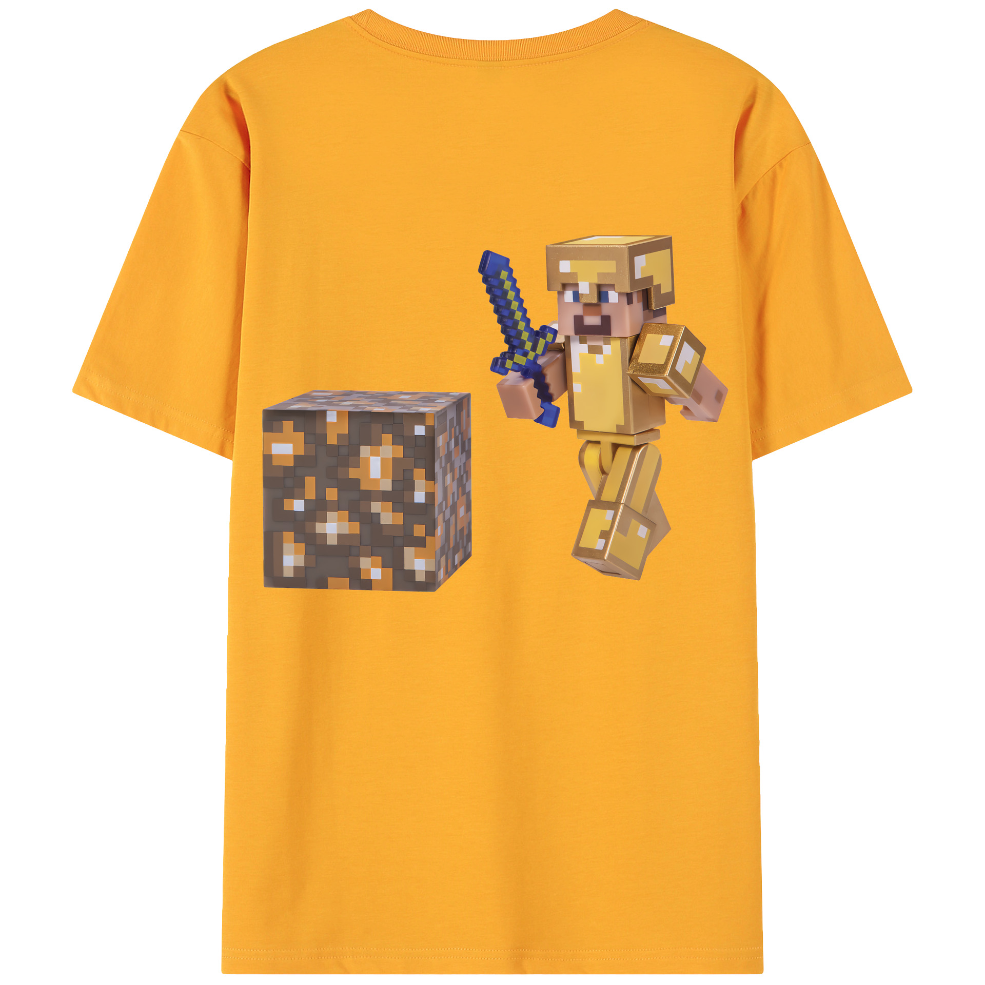 （画像用） マインクラフト ブロックの世界 Minecraft MC Block world 綿100％ メンズ半袖Tシャツ（バックプリント） 通気性