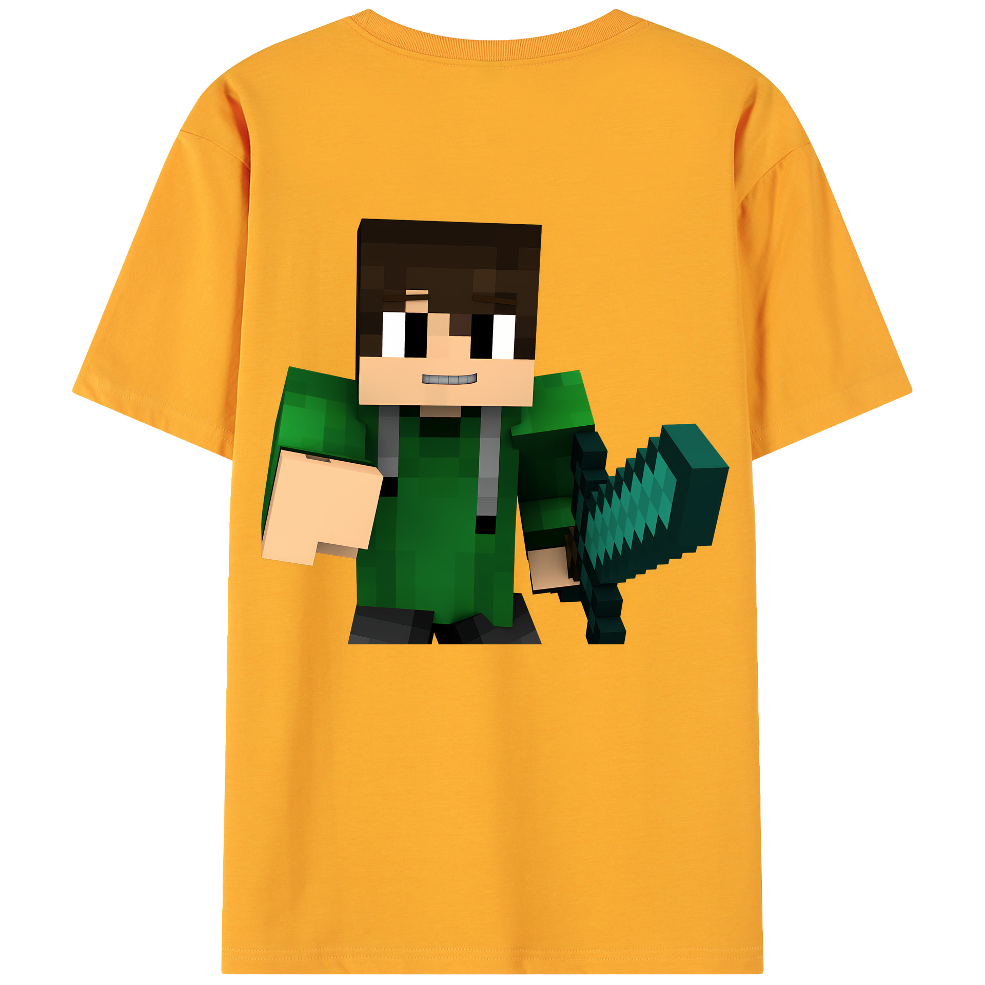 （画像用） マインクラフト ブロックの世界 Minecraft MC Block world 綿100％ メンズ半袖Tシャツ（バックプリント） 通気性
