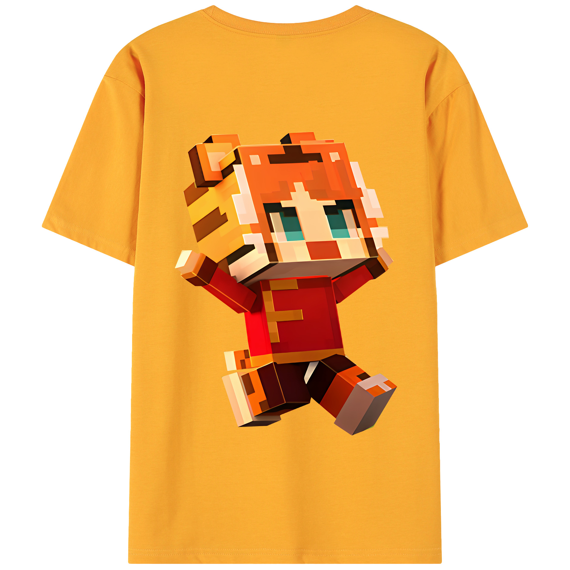（画像用） マインクラフト ブロックの世界 Minecraft MC Block world 綿100％ メンズ半袖Tシャツ（バックプリント） 通気性