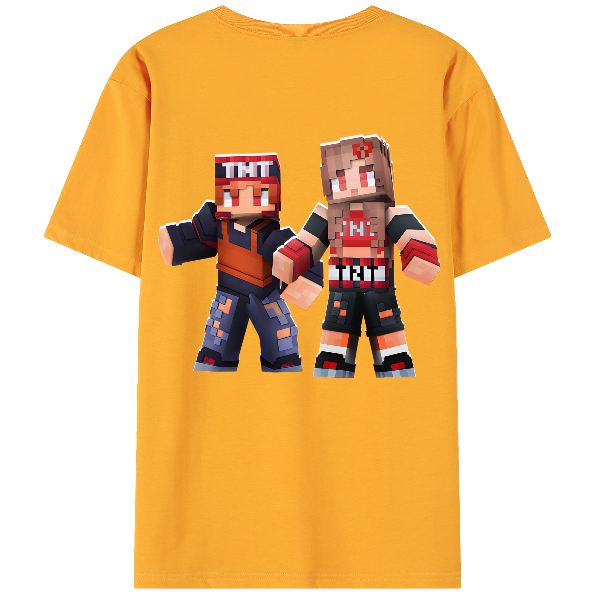 （画像用） マインクラフト ブロックの世界 Minecraft MC Block world 綿100％ メンズ半袖Tシャツ（バックプリント） 通気性
