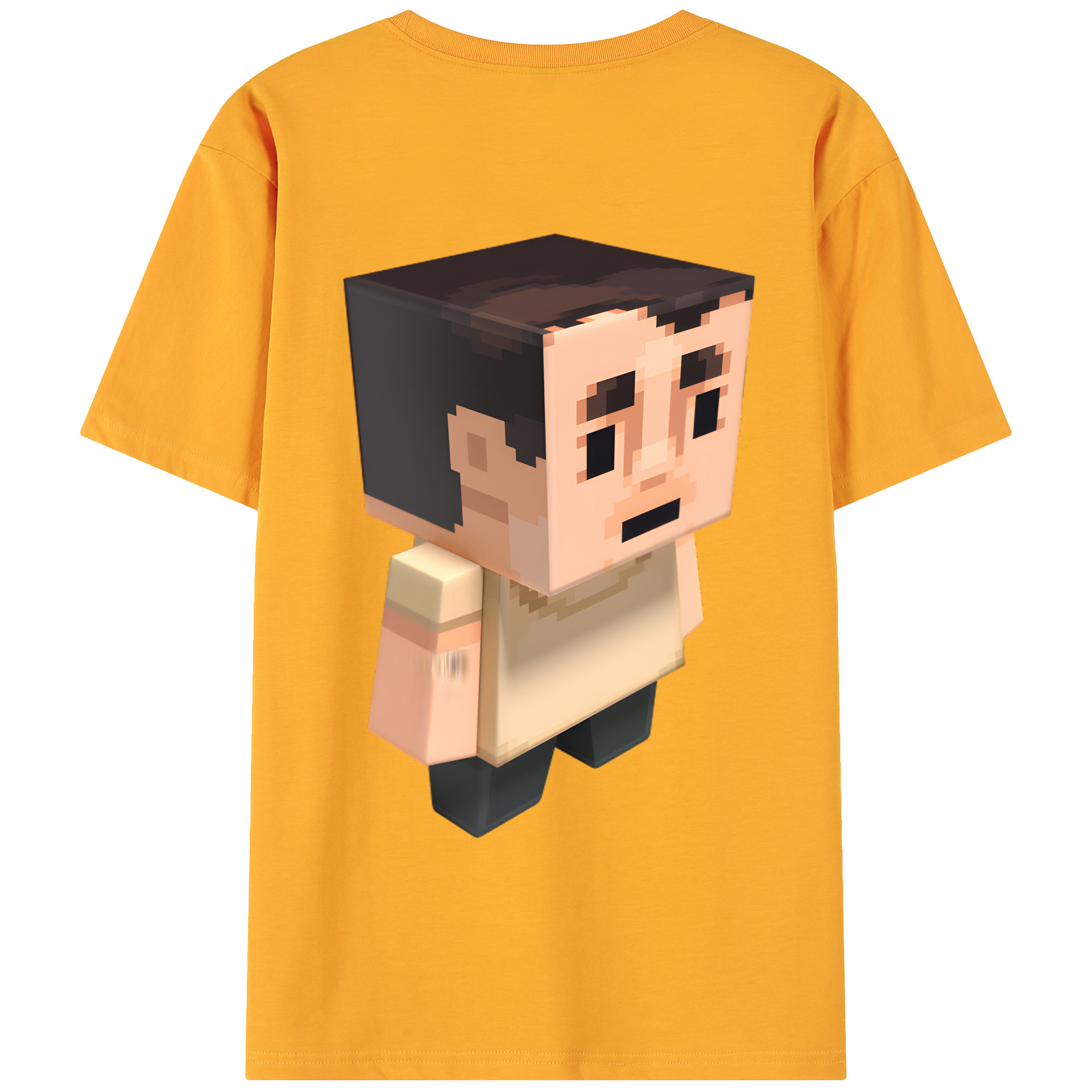 （画像用） マインクラフト ブロックの世界 Minecraft MC Block world 綿100％ メンズ半袖Tシャツ（バックプリント） 通気性