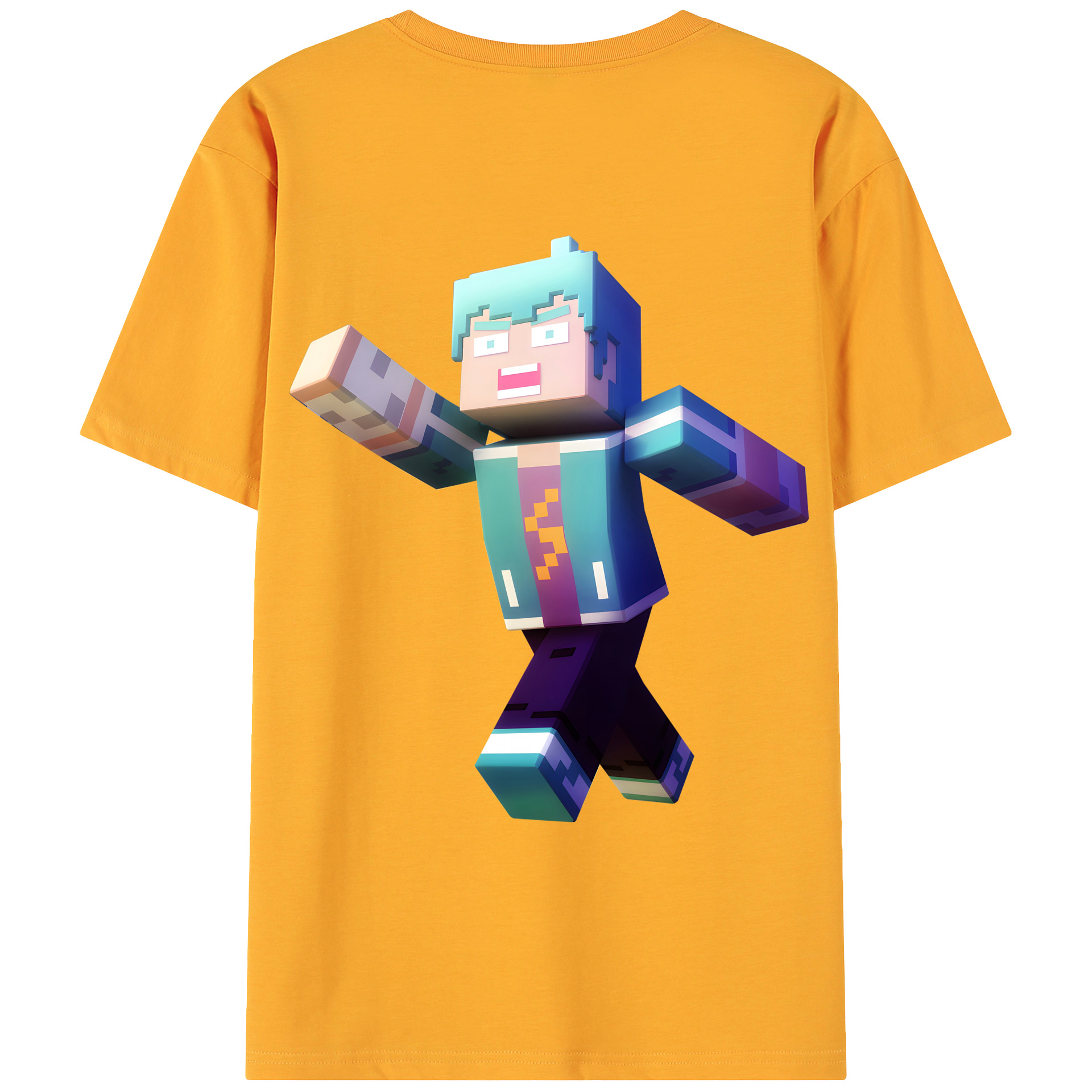 （画像用） マインクラフト ブロックの世界 Minecraft MC Block world 綿100％ メンズ半袖Tシャツ（バックプリント） 通気性