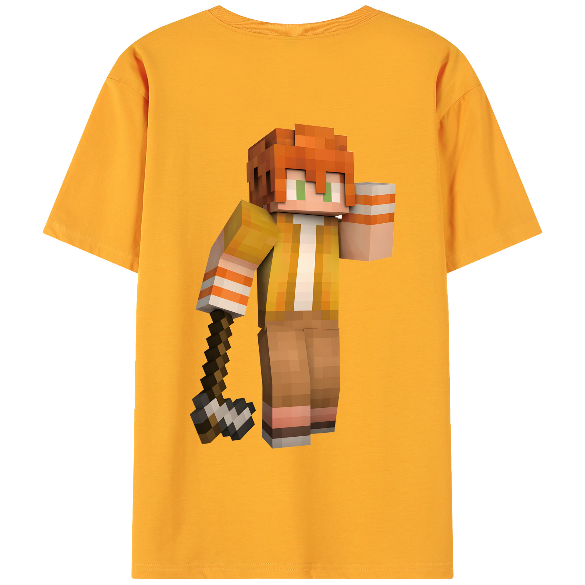 （画像用） マインクラフト ブロックの世界 Minecraft MC Block world 綿100％ メンズ半袖Tシャツ（バックプリント） 通気性