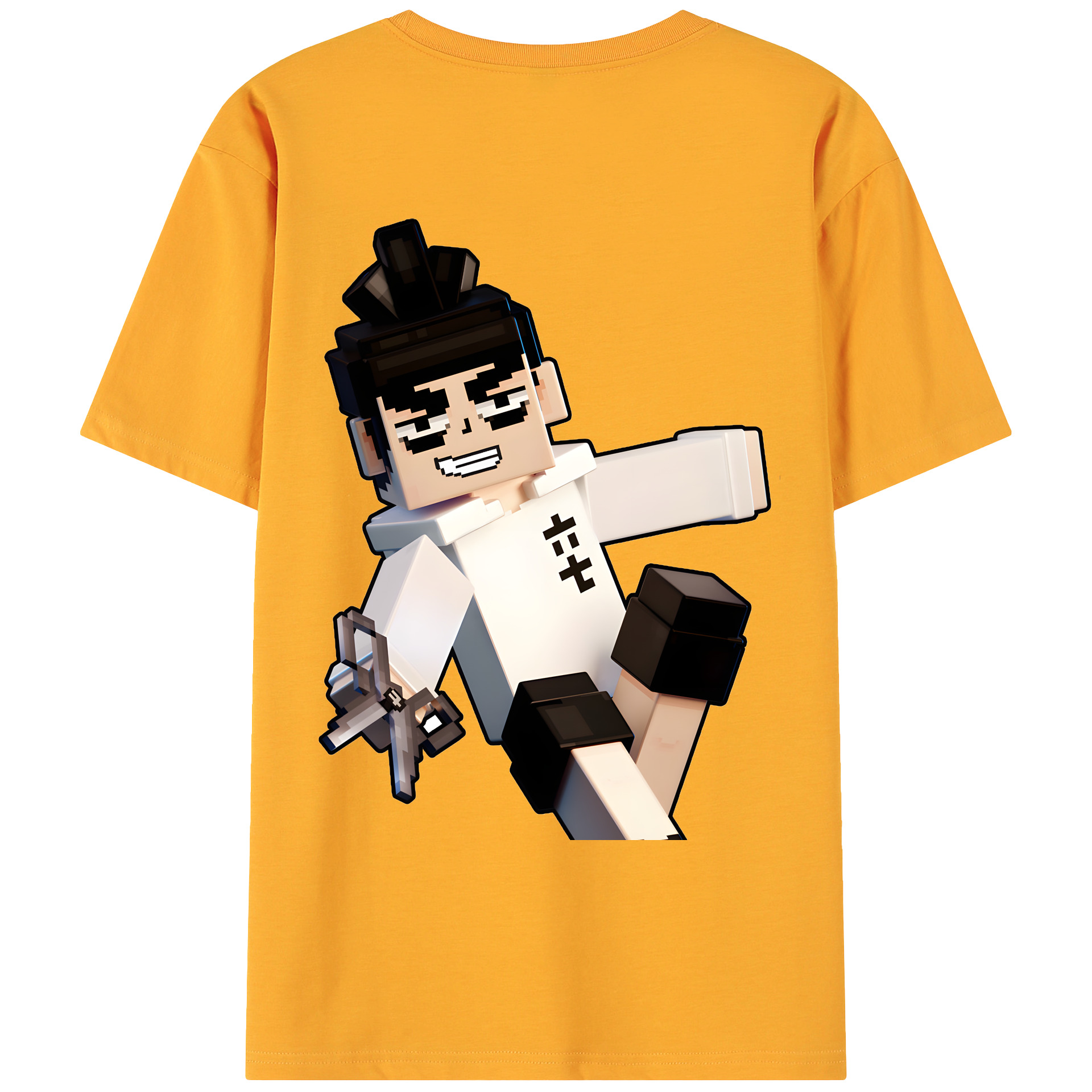 （画像用） マインクラフト ブロックの世界 Minecraft MC Block world 綿100％ メンズ半袖Tシャツ（バックプリント） 通気性