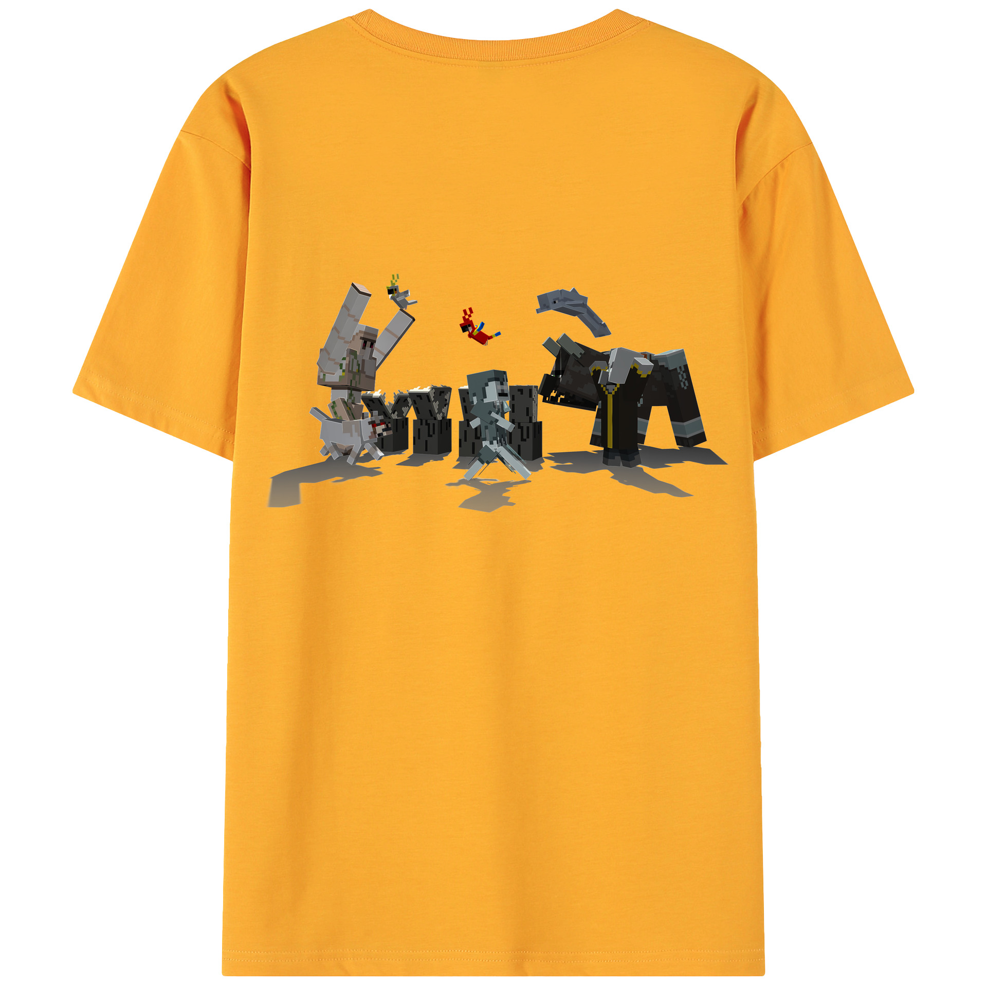 （画像用） マインクラフト ブロックの世界 Minecraft MC Block world 綿100％ メンズ半袖Tシャツ（バックプリント） 通気性