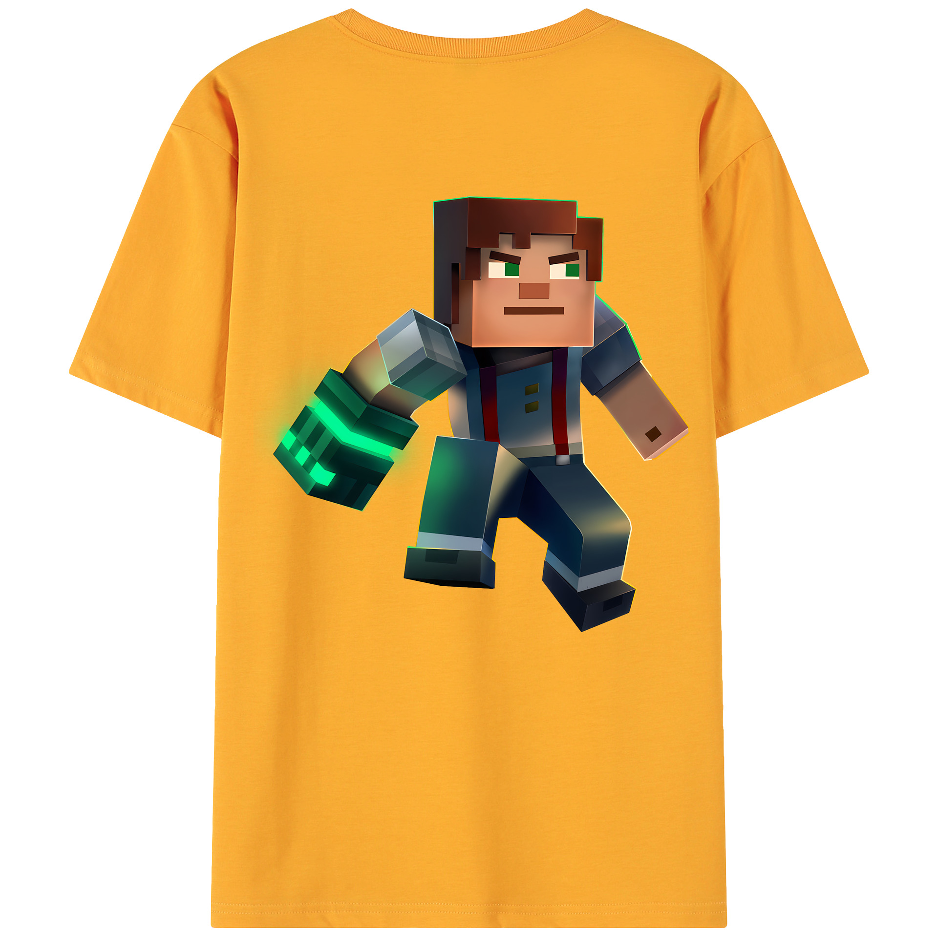 （画像用） マインクラフト ブロックの世界 Minecraft MC Block world 綿100％ メンズ半袖Tシャツ（バックプリント） 通気性
