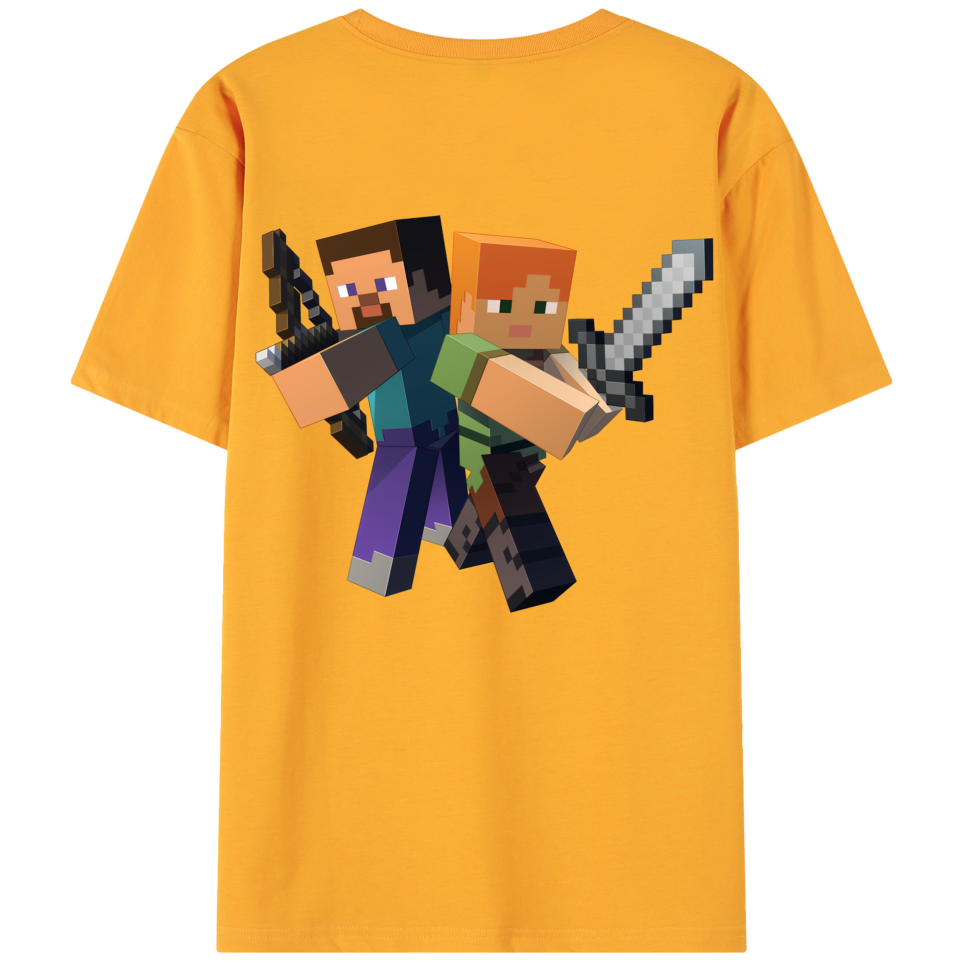 （画像用） マインクラフト ブロックの世界 Minecraft MC Block world 綿100％ メンズ半袖Tシャツ（バックプリント） 通気性