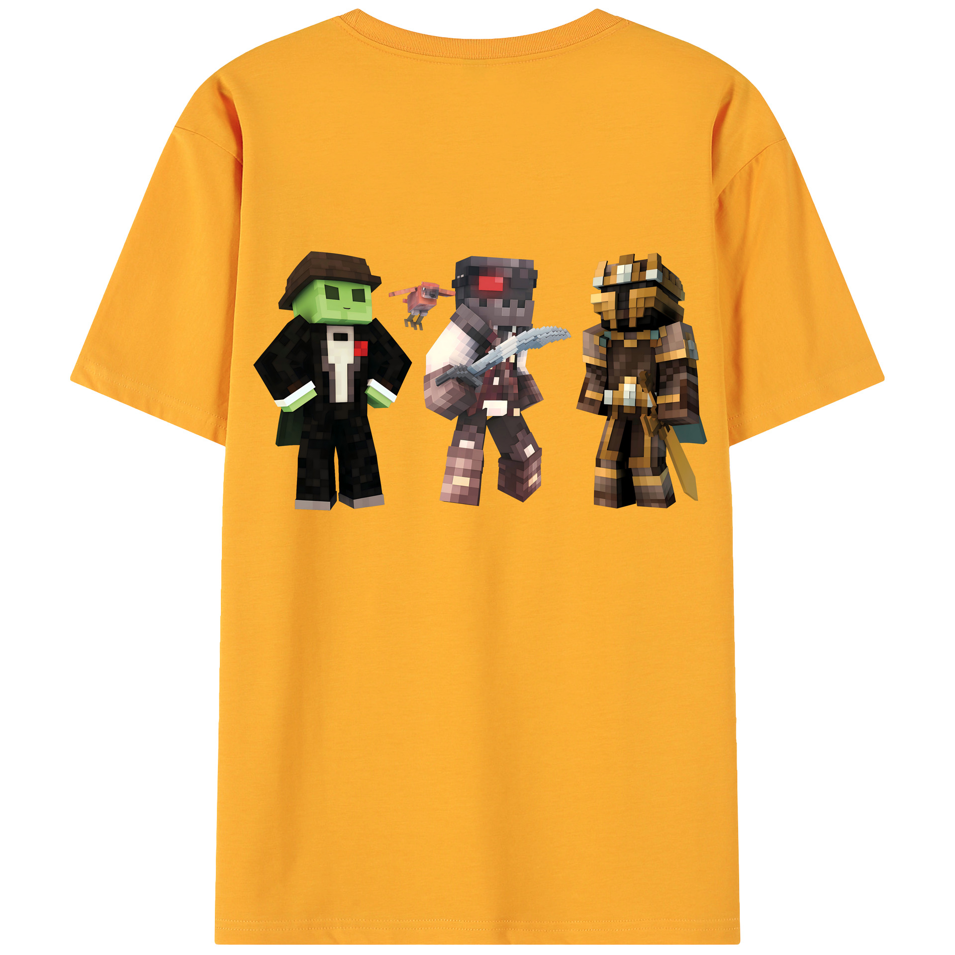 （画像用） マインクラフト ブロックの世界 Minecraft MC Block world 綿100％ メンズ半袖Tシャツ（バックプリント） 通気性