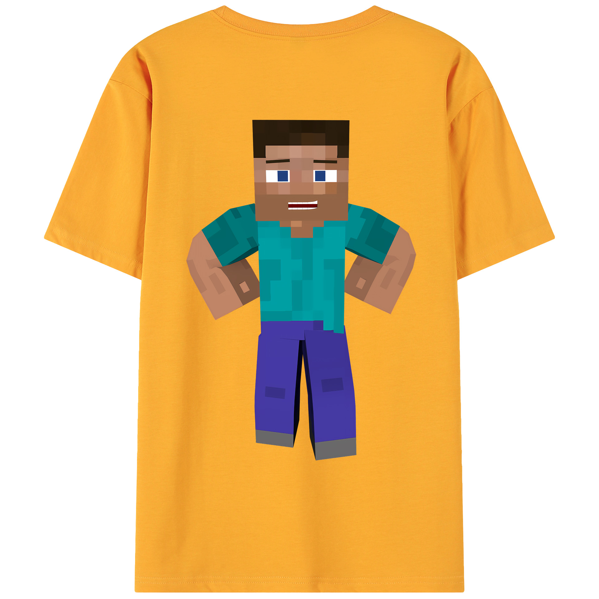 （画像用） マインクラフト ブロックの世界 Minecraft MC Block world 綿100％ メンズ半袖Tシャツ（バックプリント） 通気性