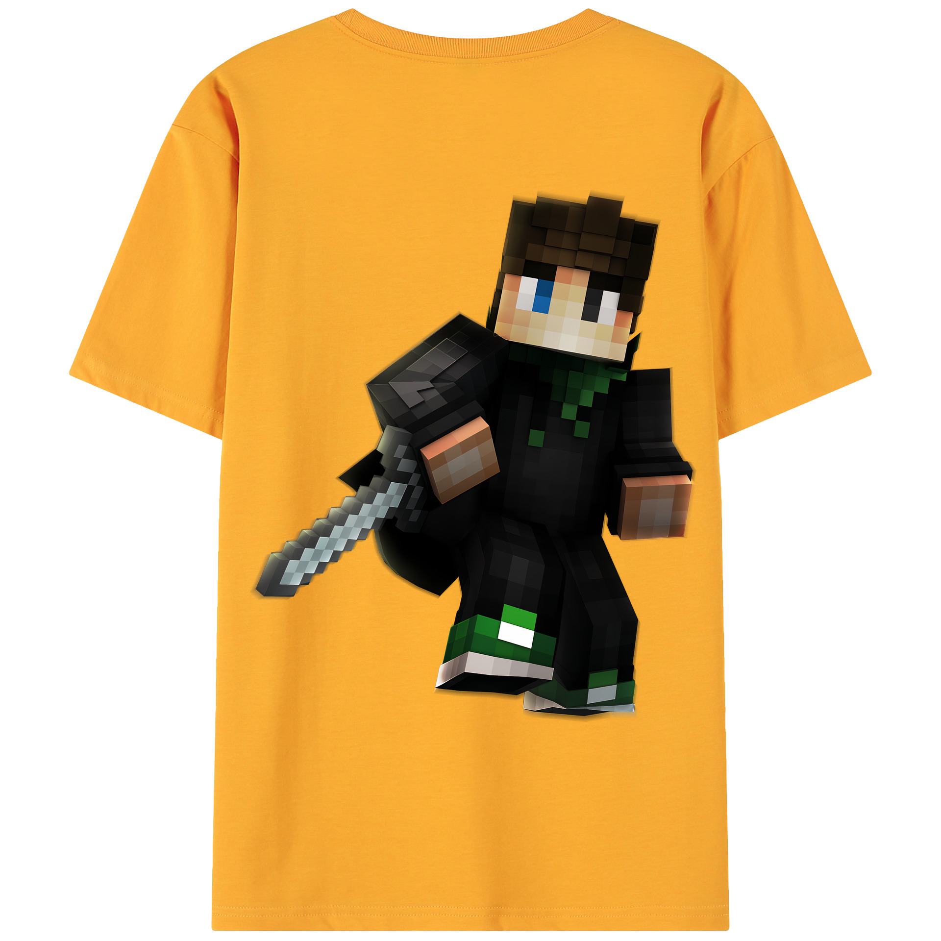 （画像用） マインクラフト ブロックの世界 Minecraft MC Block world 綿100％ メンズ半袖Tシャツ（バックプリント） 通気性