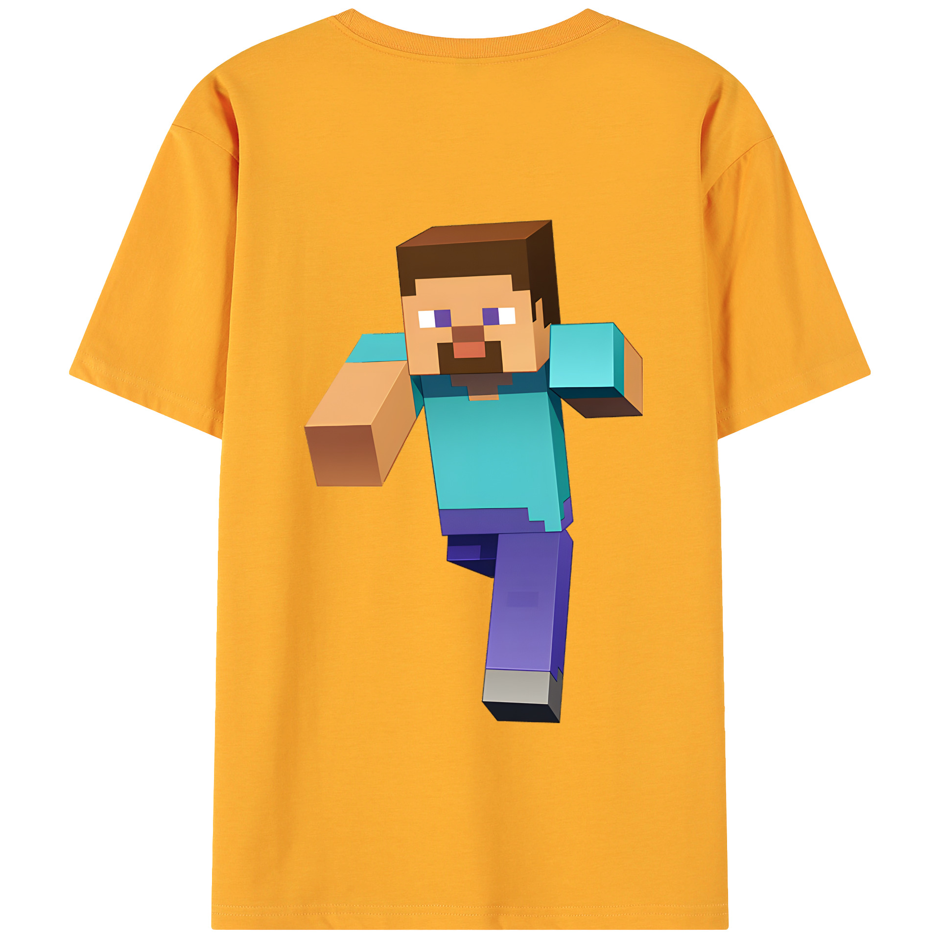 （画像用） マインクラフト ブロックの世界 Minecraft MC Block world 綿100％ メンズ半袖Tシャツ（バックプリント） 通気性