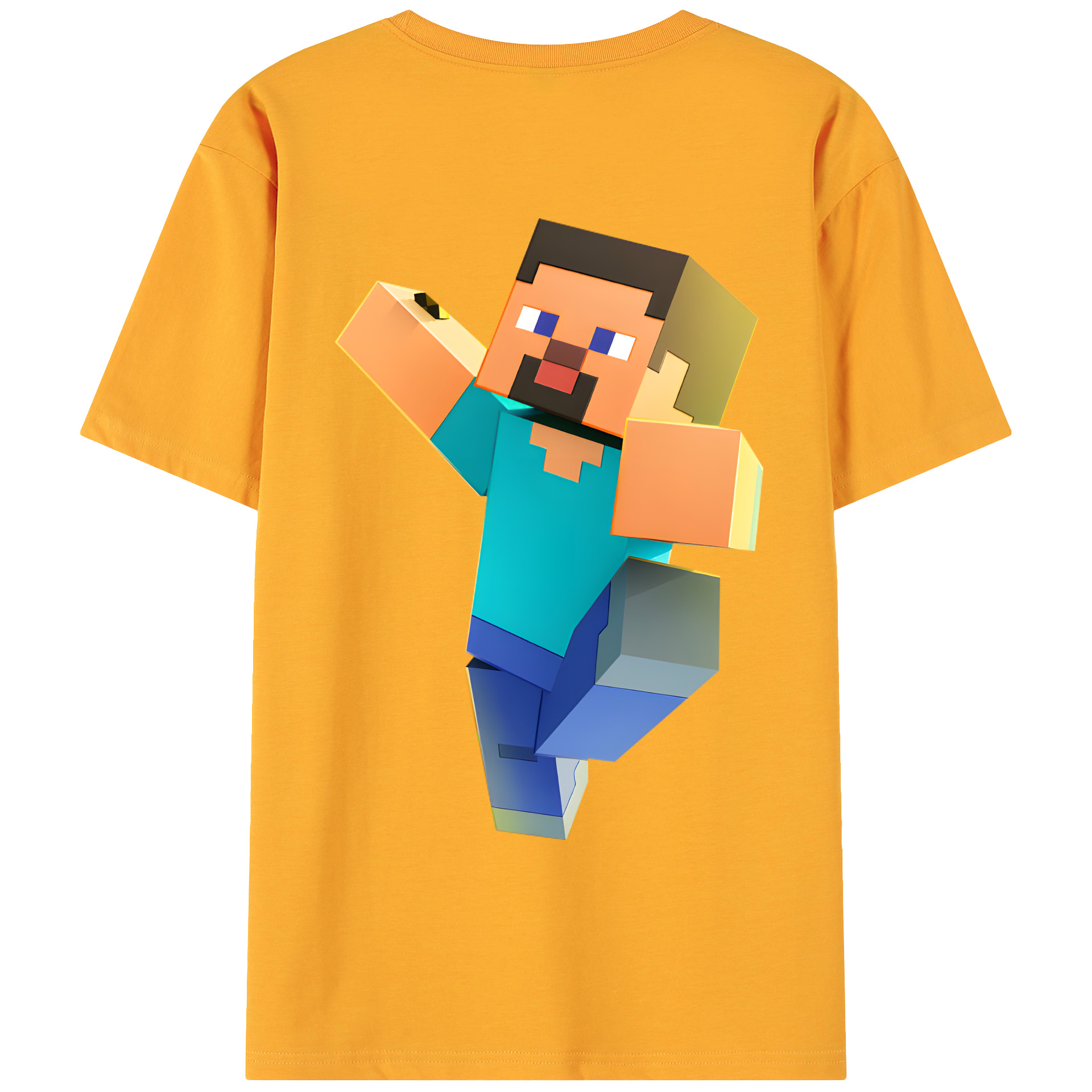 （画像用） マインクラフト ブロックの世界 Minecraft MC Block world 綿100％ メンズ半袖Tシャツ（バックプリント） 通気性