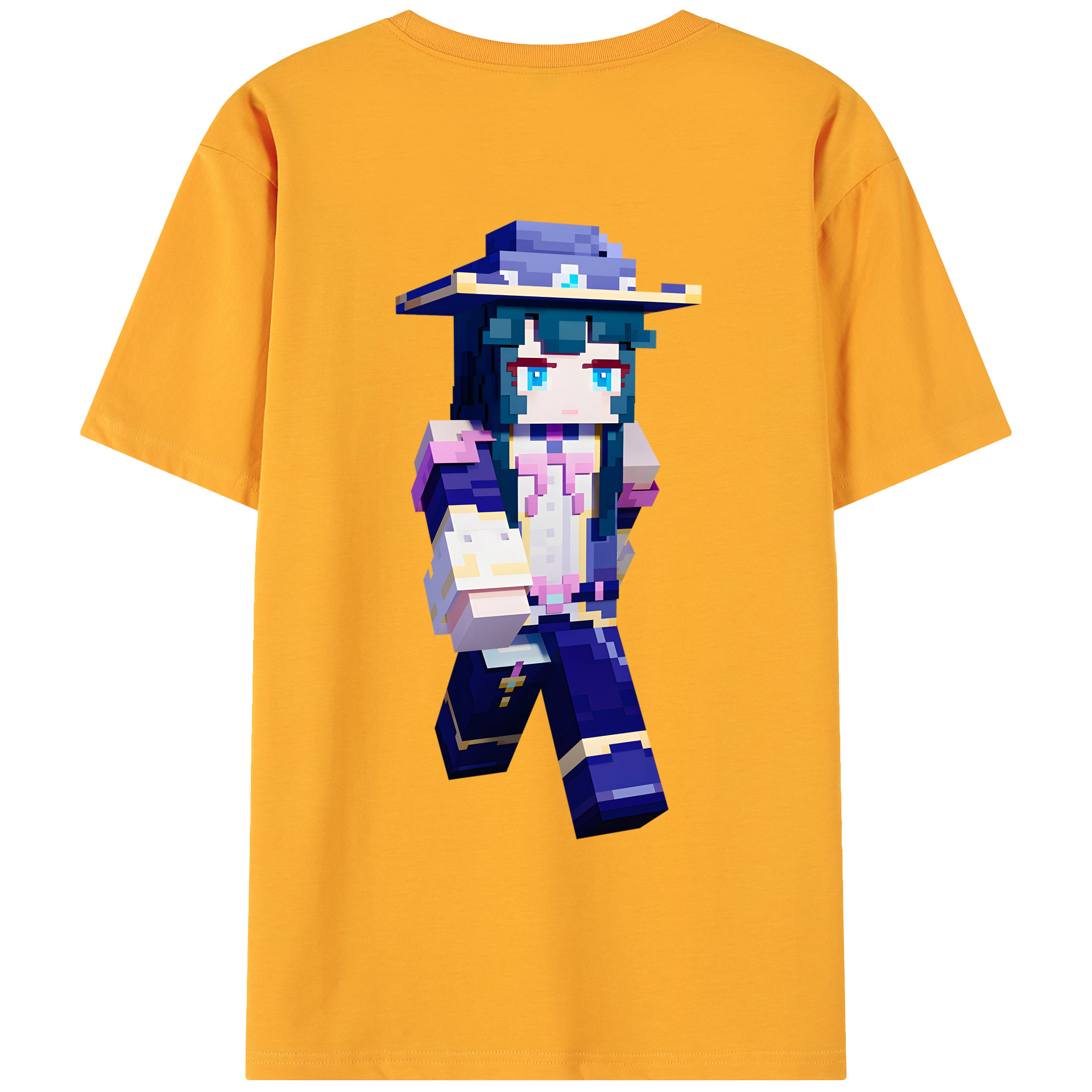 （画像用） マインクラフト ブロックの世界 Minecraft MC Block world 綿100％ メンズ半袖Tシャツ（バックプリント） 通気性