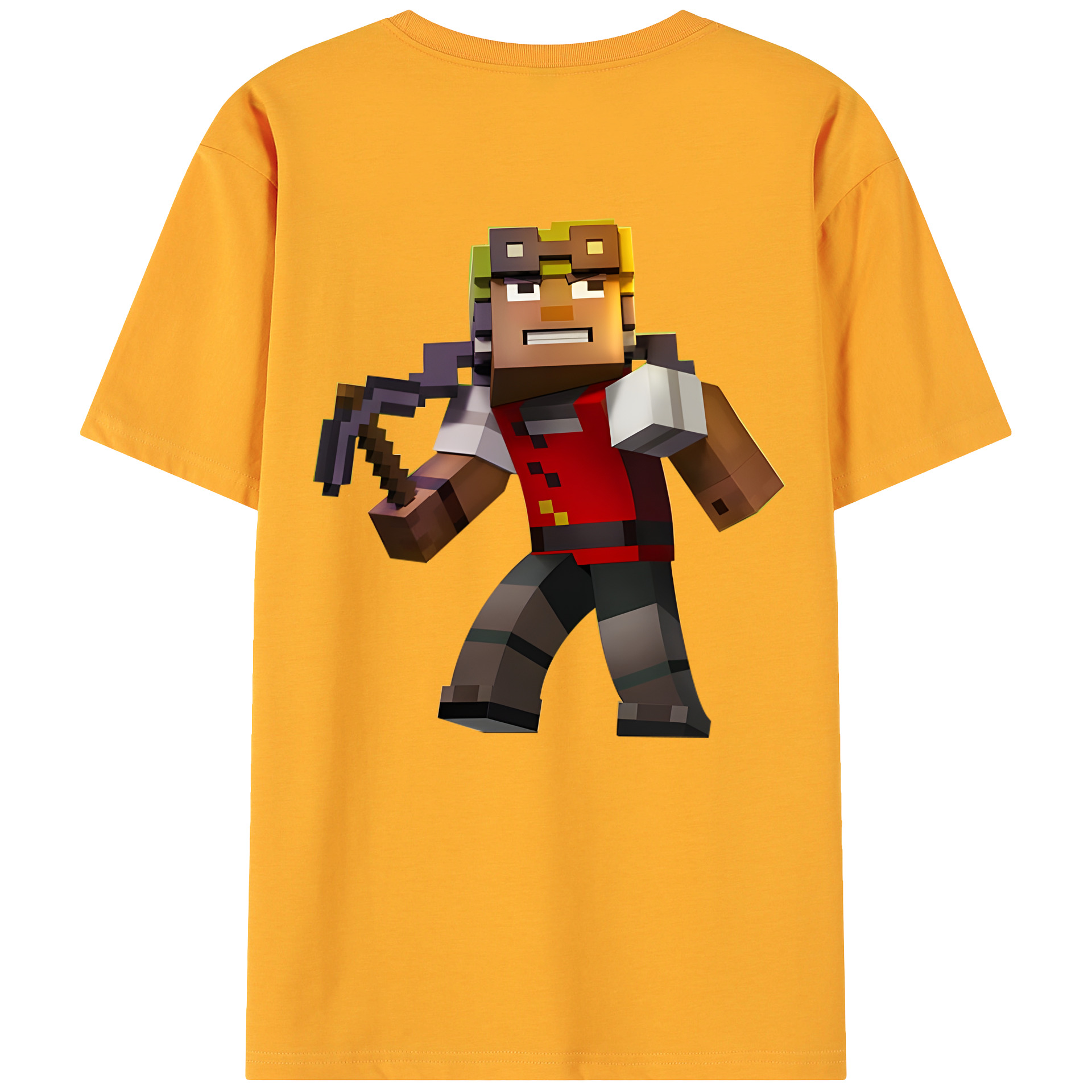 （画像用） マインクラフト ブロックの世界 Minecraft MC Block world 綿100％ メンズ半袖Tシャツ（バックプリント） 通気性