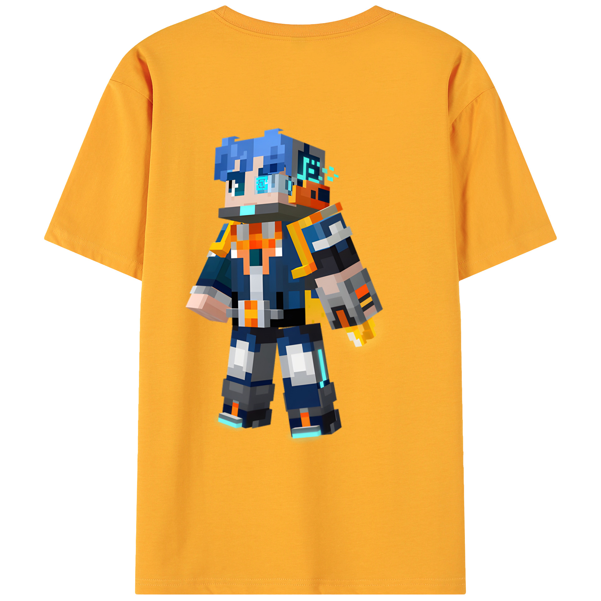 （画像用） マインクラフト ブロックの世界 Minecraft MC Block world 綿100％ メンズ半袖Tシャツ（バックプリント） 通気性