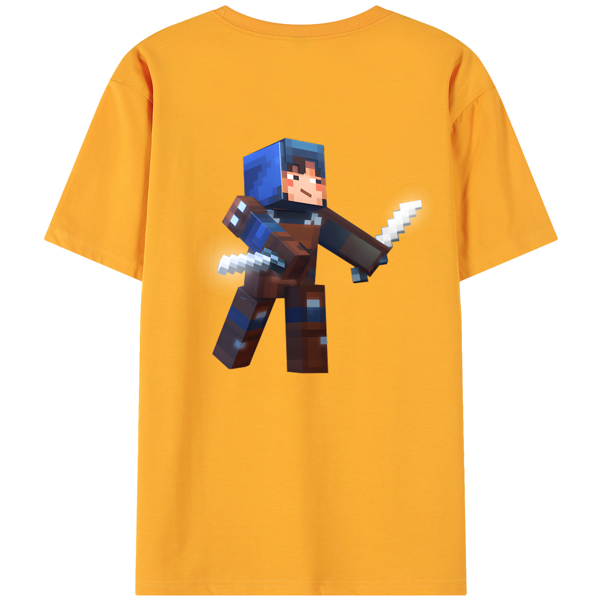 （画像用） マインクラフト ブロックの世界 Minecraft MC Block world 綿100％ メンズ半袖Tシャツ（バックプリント） 通気性