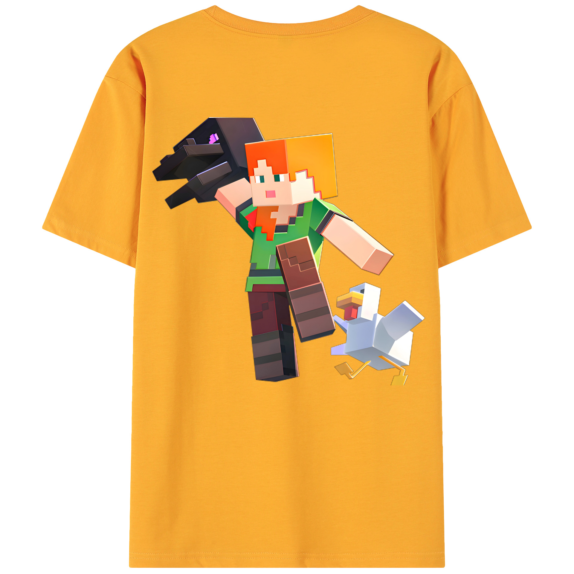 （画像用） マインクラフト ブロックの世界 Minecraft MC Block world 綿100％ メンズ半袖Tシャツ（バックプリント） 通気性