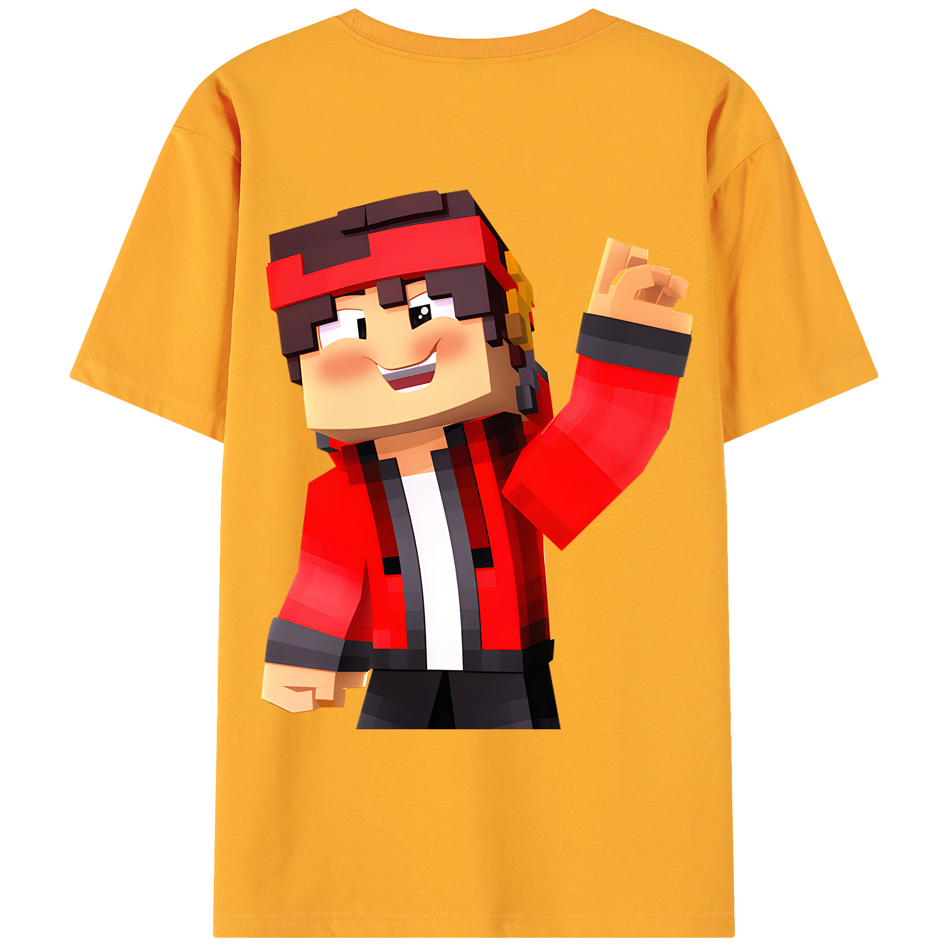 （画像用） マインクラフト ブロックの世界 Minecraft MC Block world 綿100％ メンズ半袖Tシャツ（バックプリント） 通気性