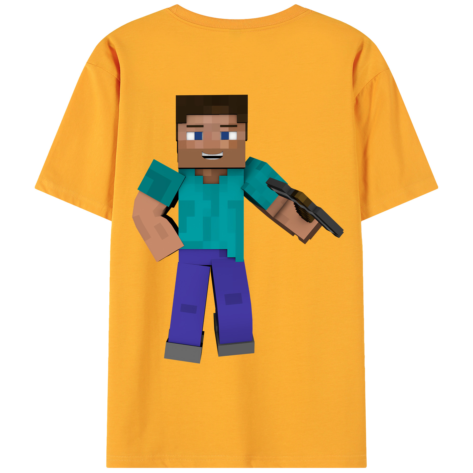 （画像用） マインクラフト ブロックの世界 Minecraft MC Block world 綿100％ メンズ半袖Tシャツ（バックプリント） 通気性