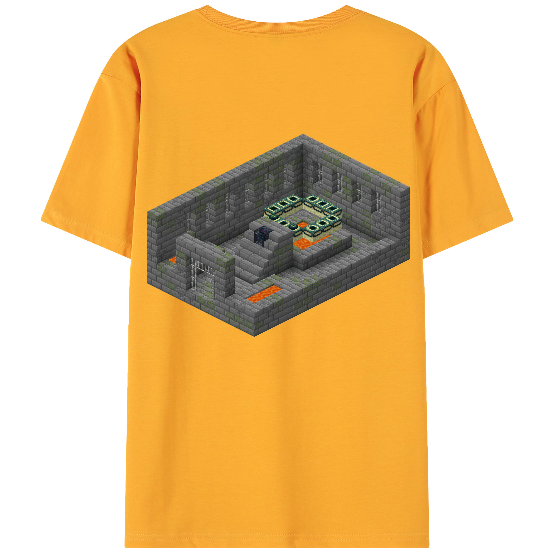 （画像用） マインクラフト ブロックの世界 Minecraft MC Block world 綿100％ メンズ半袖Tシャツ（バックプリント） 通気性