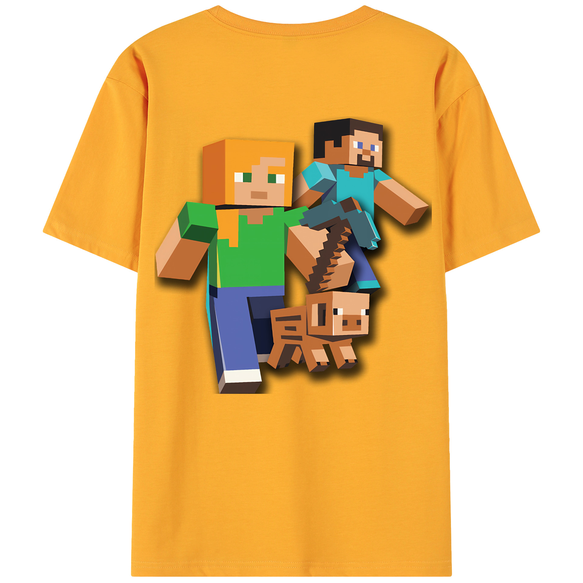 （画像用） マインクラフト ブロックの世界 Minecraft MC Block world 綿100％ メンズ半袖Tシャツ（バックプリント） 通気性