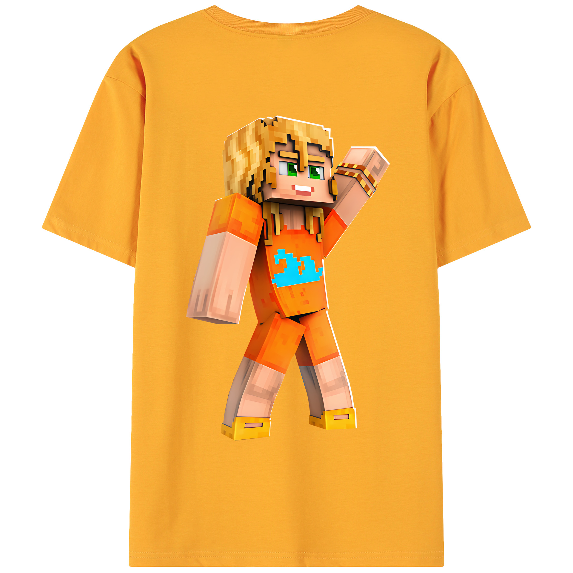 （画像用） マインクラフト ブロックの世界 Minecraft MC Block world 綿100％ メンズ半袖Tシャツ（バックプリント） 通気性