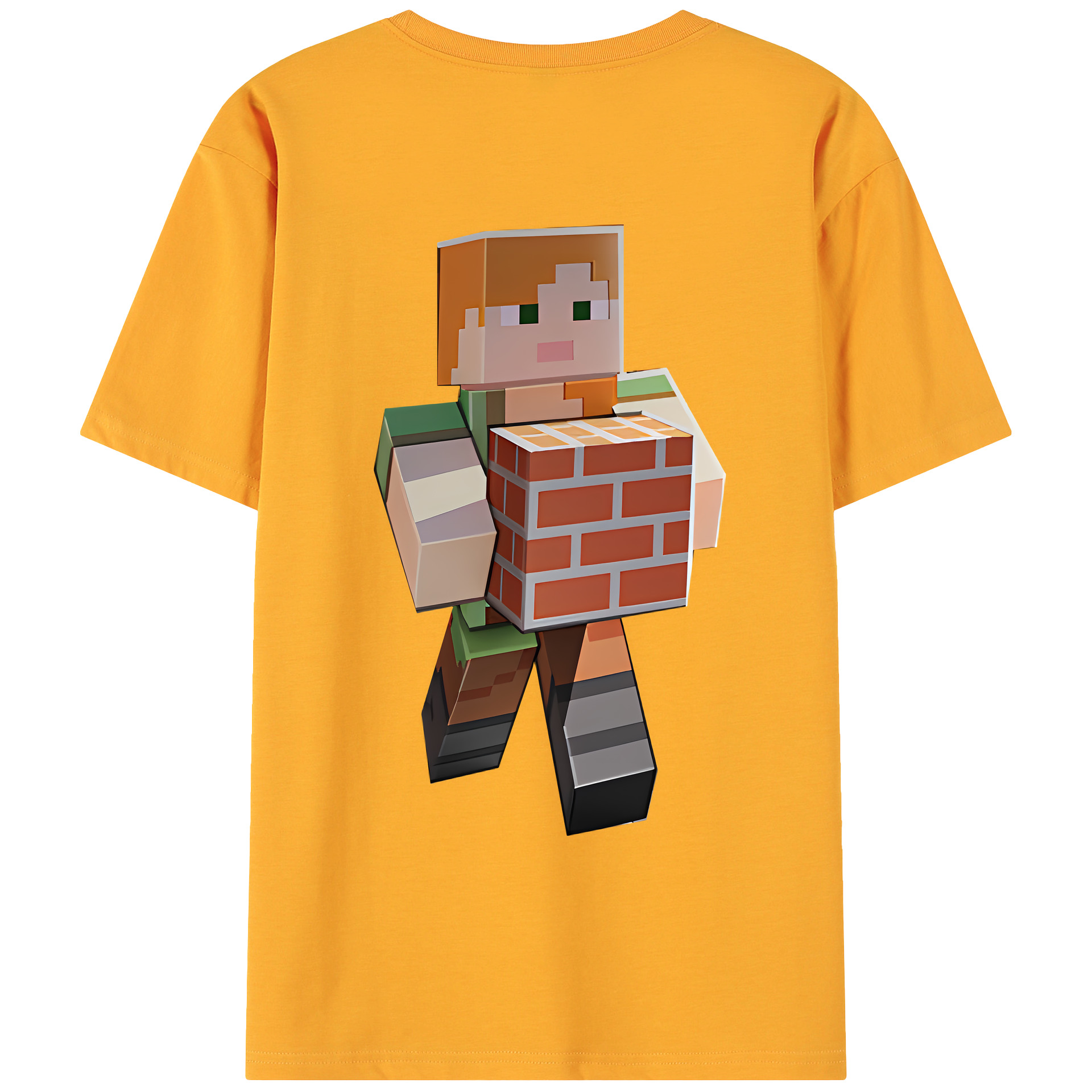 （画像用） マインクラフト ブロックの世界 Minecraft MC Block world 綿100％ メンズ半袖Tシャツ（バックプリント） 通気性