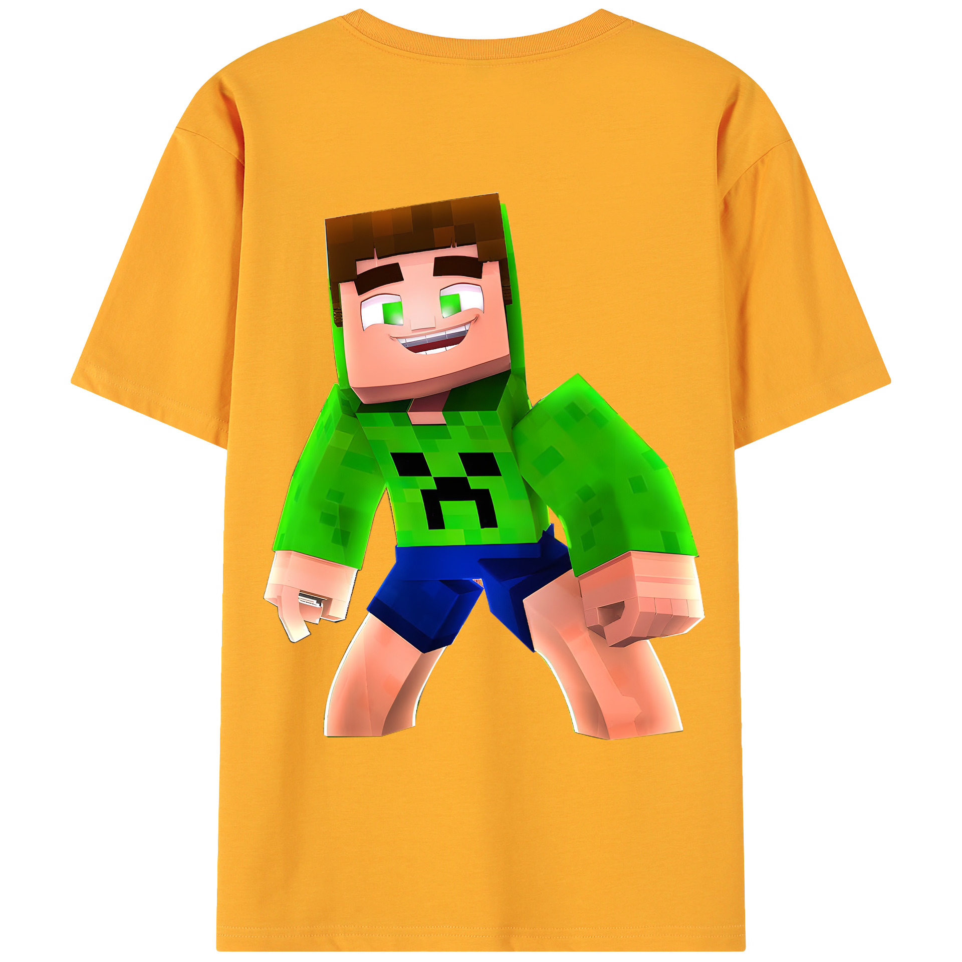（画像用） マインクラフト ブロックの世界 Minecraft MC Block world 綿100％ メンズ半袖Tシャツ（バックプリント） 通気性
