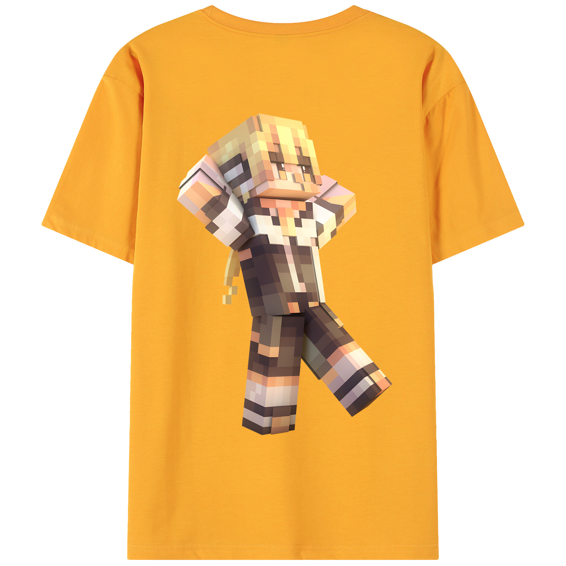 （画像用） マインクラフト ブロックの世界 Minecraft MC Block world 綿100％ メンズ半袖Tシャツ（バックプリント） 通気性