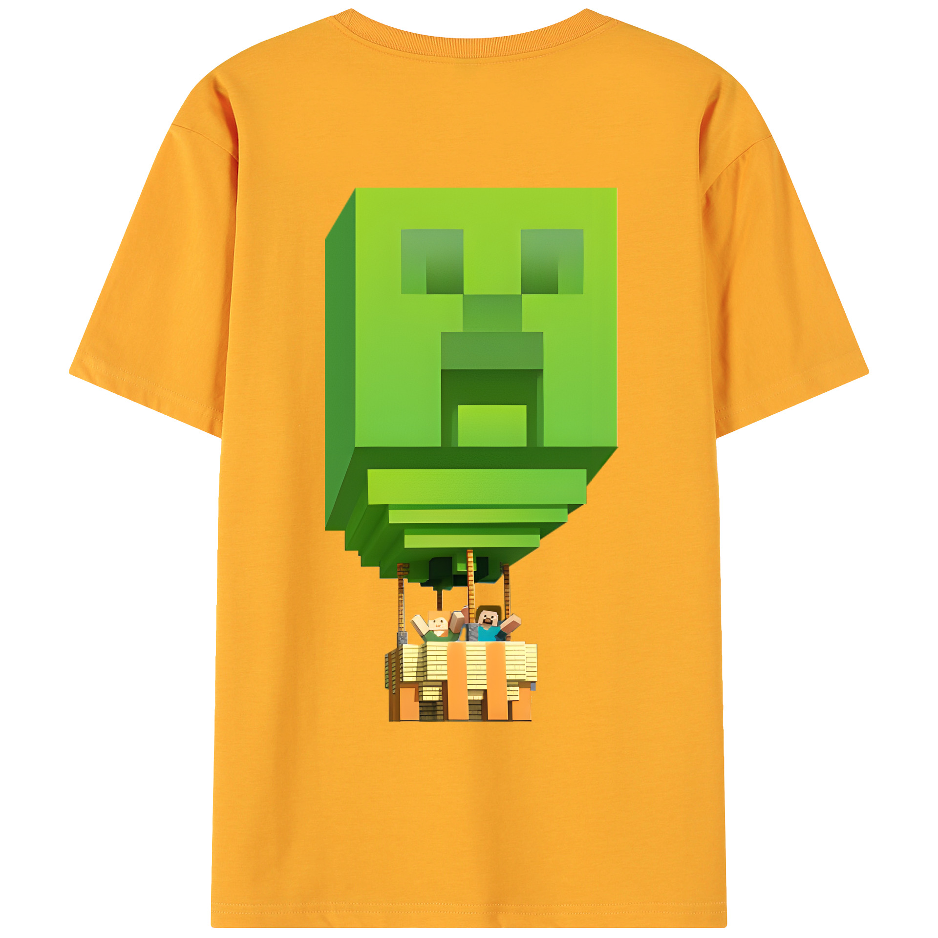 （画像用） マインクラフト ブロックの世界 Minecraft MC Block world 綿100％ メンズ半袖Tシャツ（バックプリント） 通気性