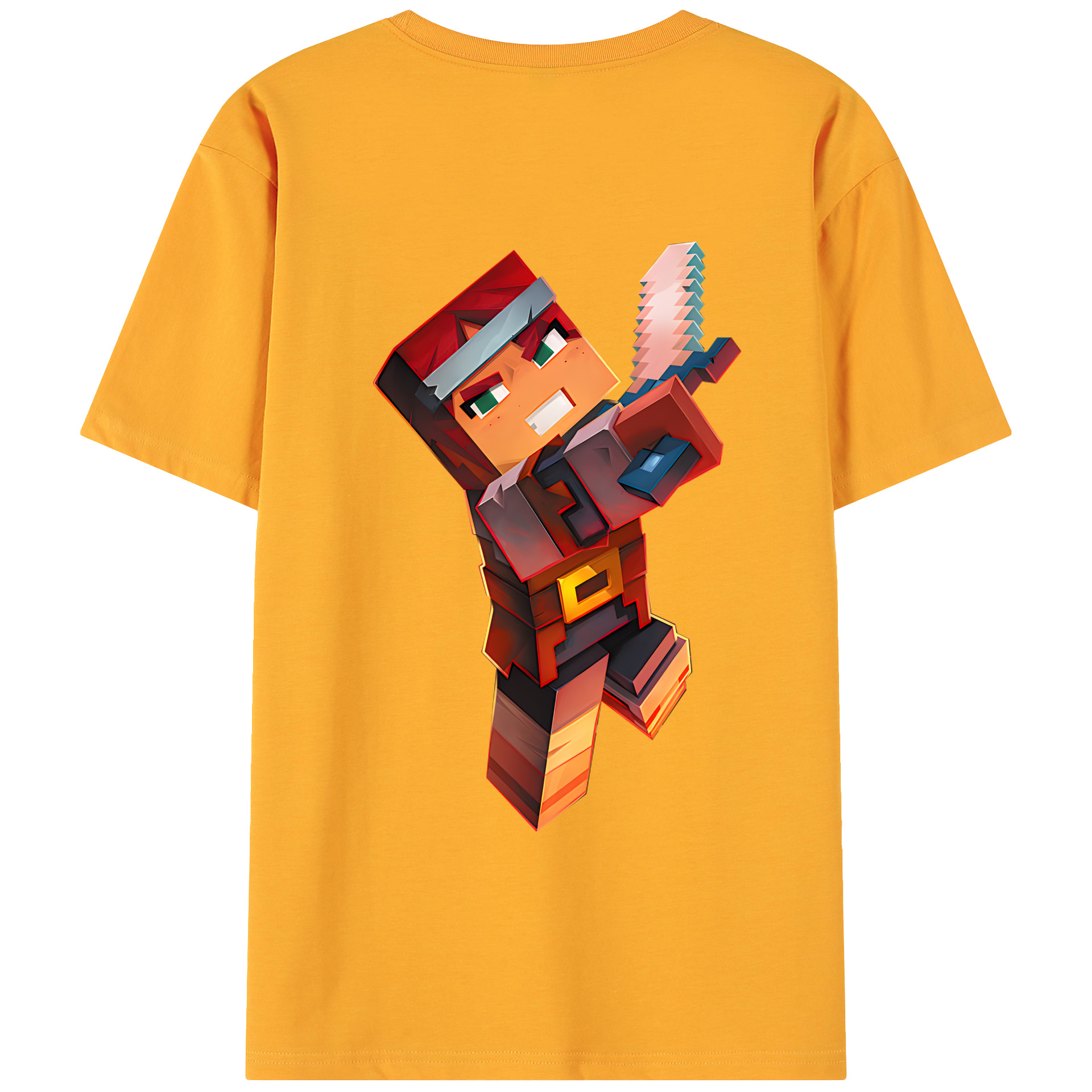 （画像用） マインクラフト ブロックの世界 Minecraft MC Block world 綿100％ メンズ半袖Tシャツ（バックプリント） 通気性